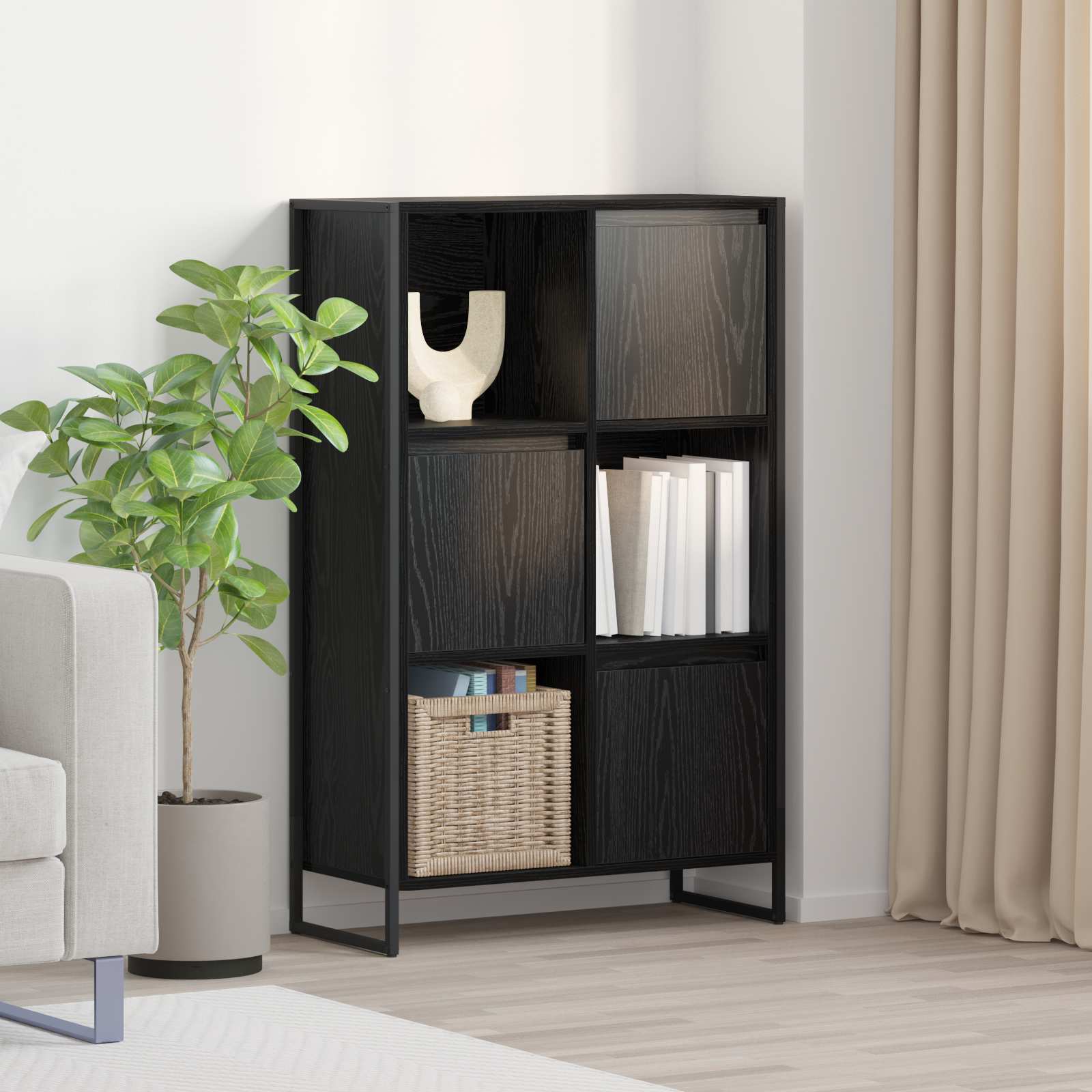Bibliothèque Chêne noir 68 x 30 x 108.5 cm Bois d'ingénierie - XIOS