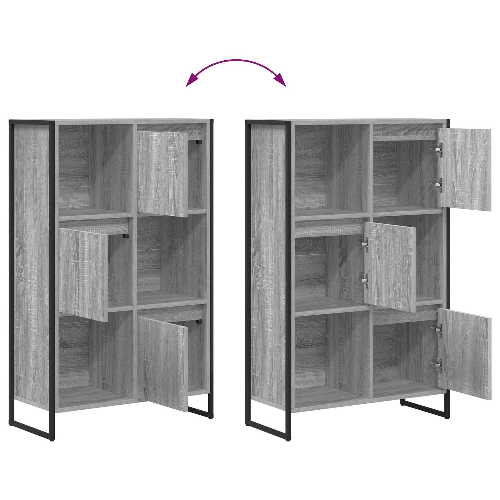 Bibliothèque Gris Sonoma 68 x 30 x 108.5 cm Bois d'ingénierie - XIOS