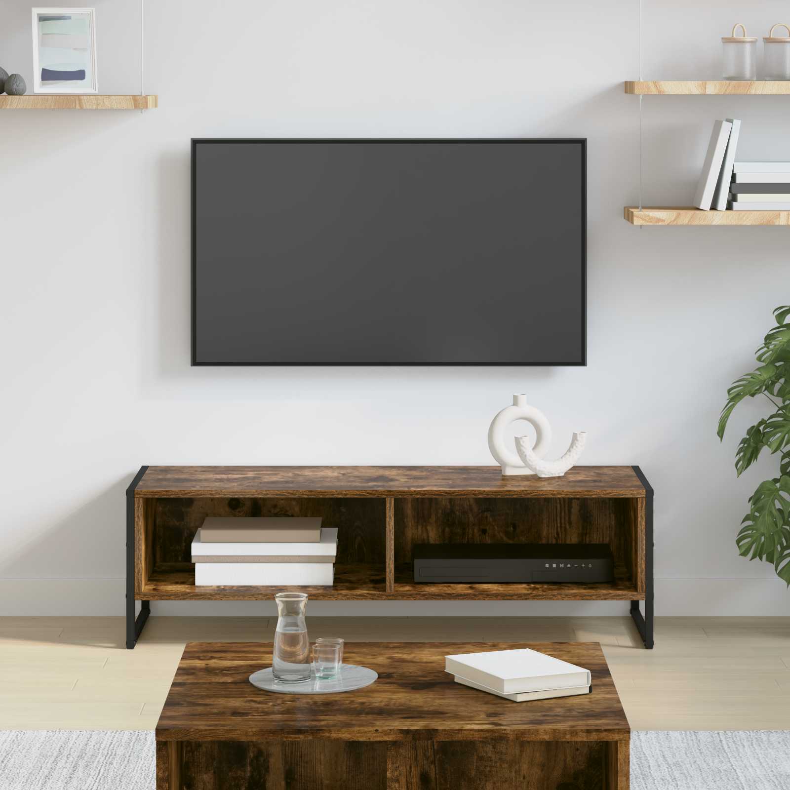Meuble TV 100 x 36,5 x 30,5 cm Chêne Fumé Bois d'ingénierie - XIOS