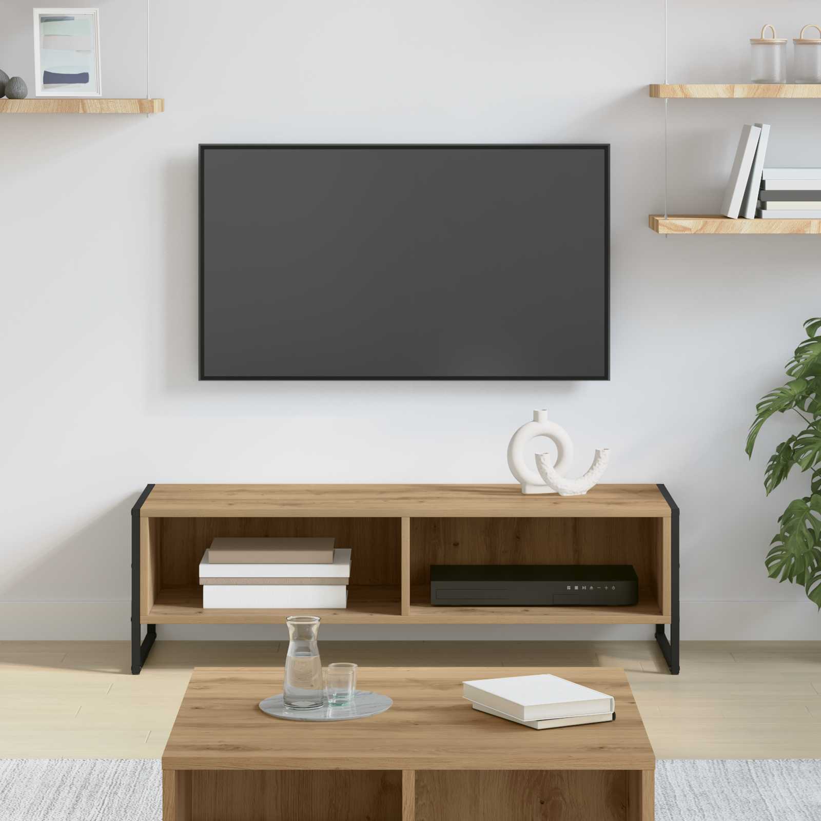 Meuble TV 100 x 36,5 x 30,5 cm Chêne artisan Bois d'ingénierie - XIOS