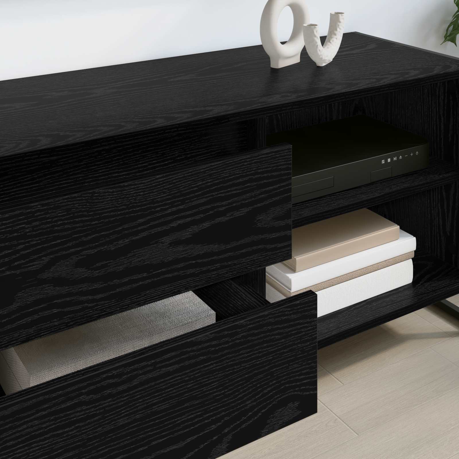 Meuble TV Chêne noir 100 x 36 x 49,5 cm Bois d'ingénierie - XIOS