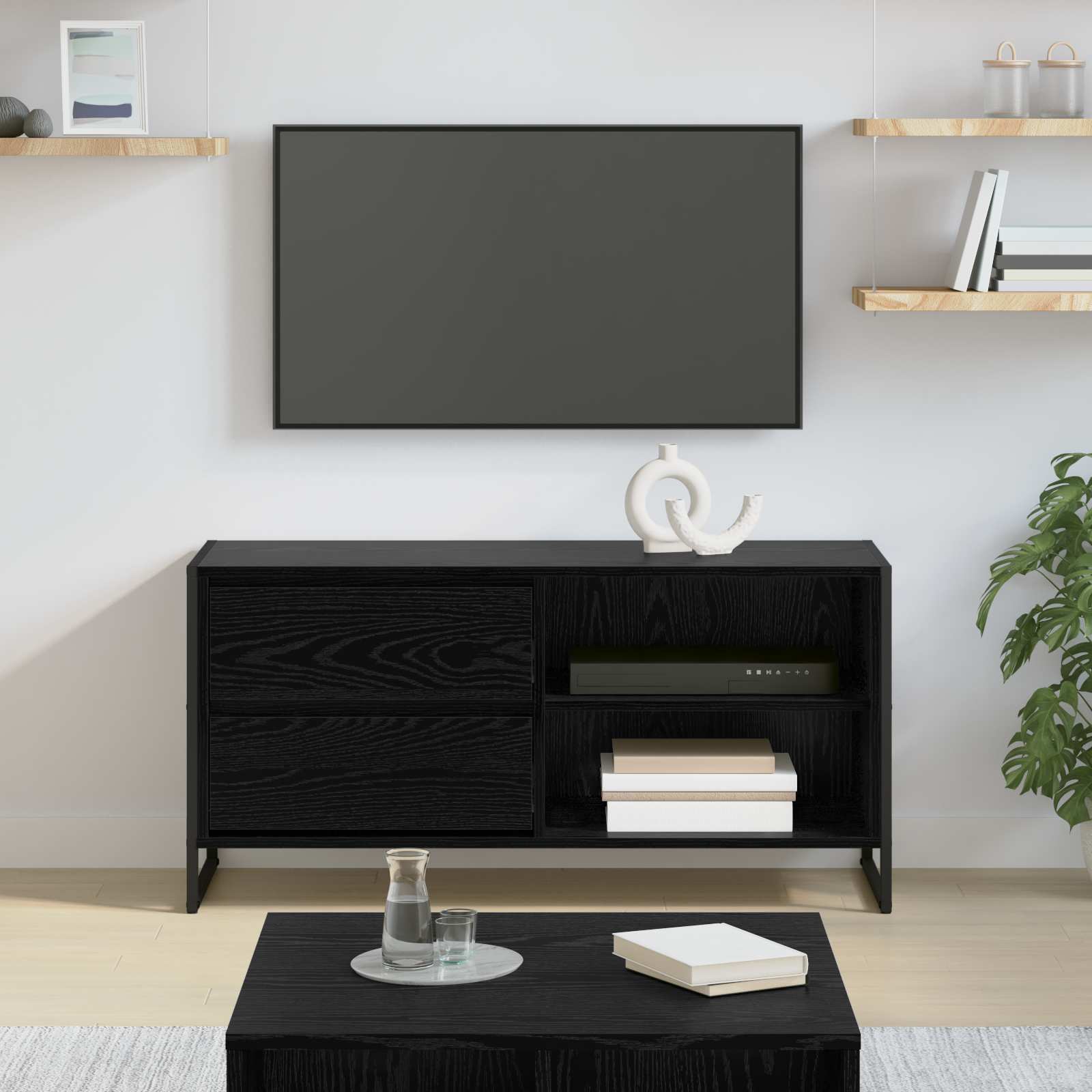 Meuble TV Chêne noir 100 x 36 x 49,5 cm Bois d'ingénierie - XIOS
