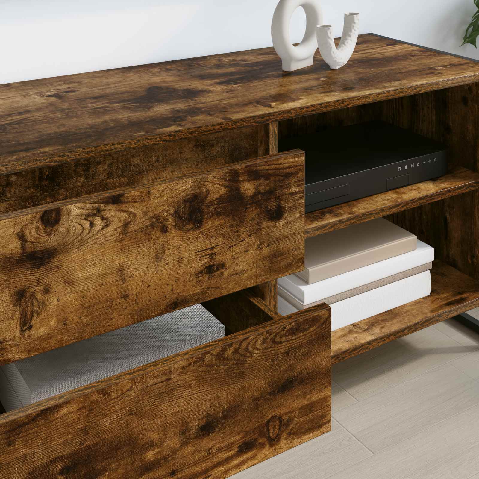 Meuble TV Chêne Fumé 100 x 36 x 49,5 cm Bois d'ingénierie - XIOS