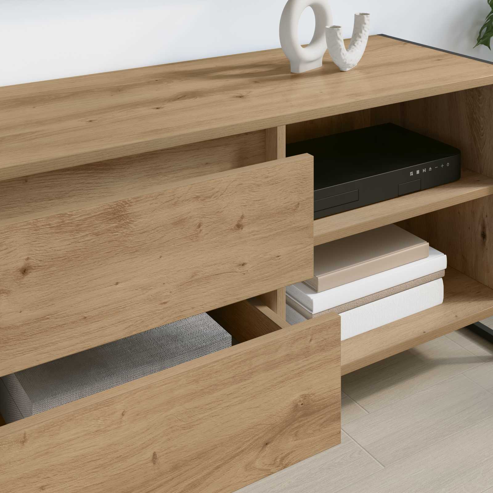 Meuble TV Chêne artisan 100 x 36 x 49,5 cm Bois d'ingénierie - XIOS