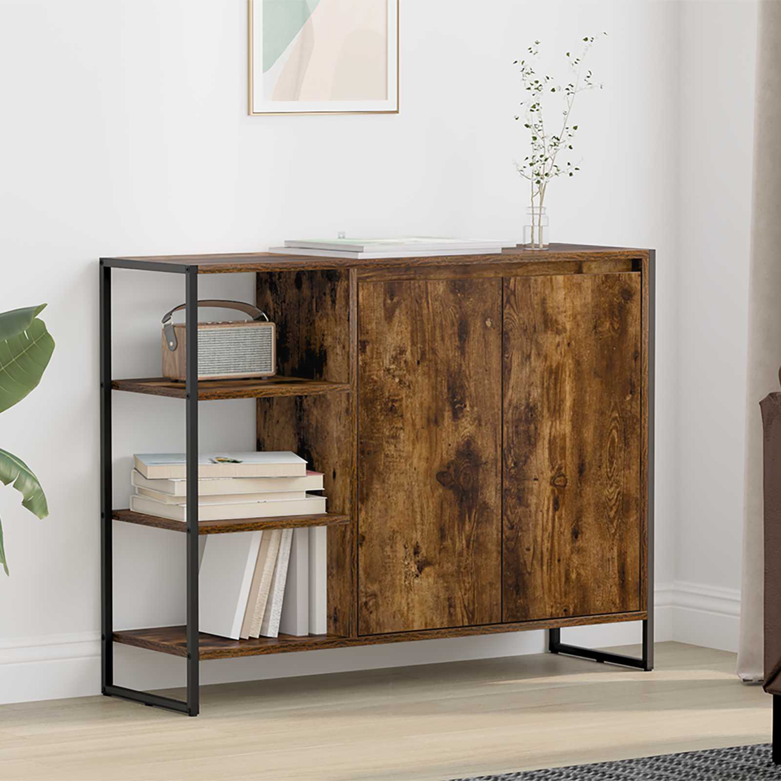 Meuble d'appoint Chêne Fumé 96,5 x 30 x 75 cm Bois d'ingénierie - XIOS