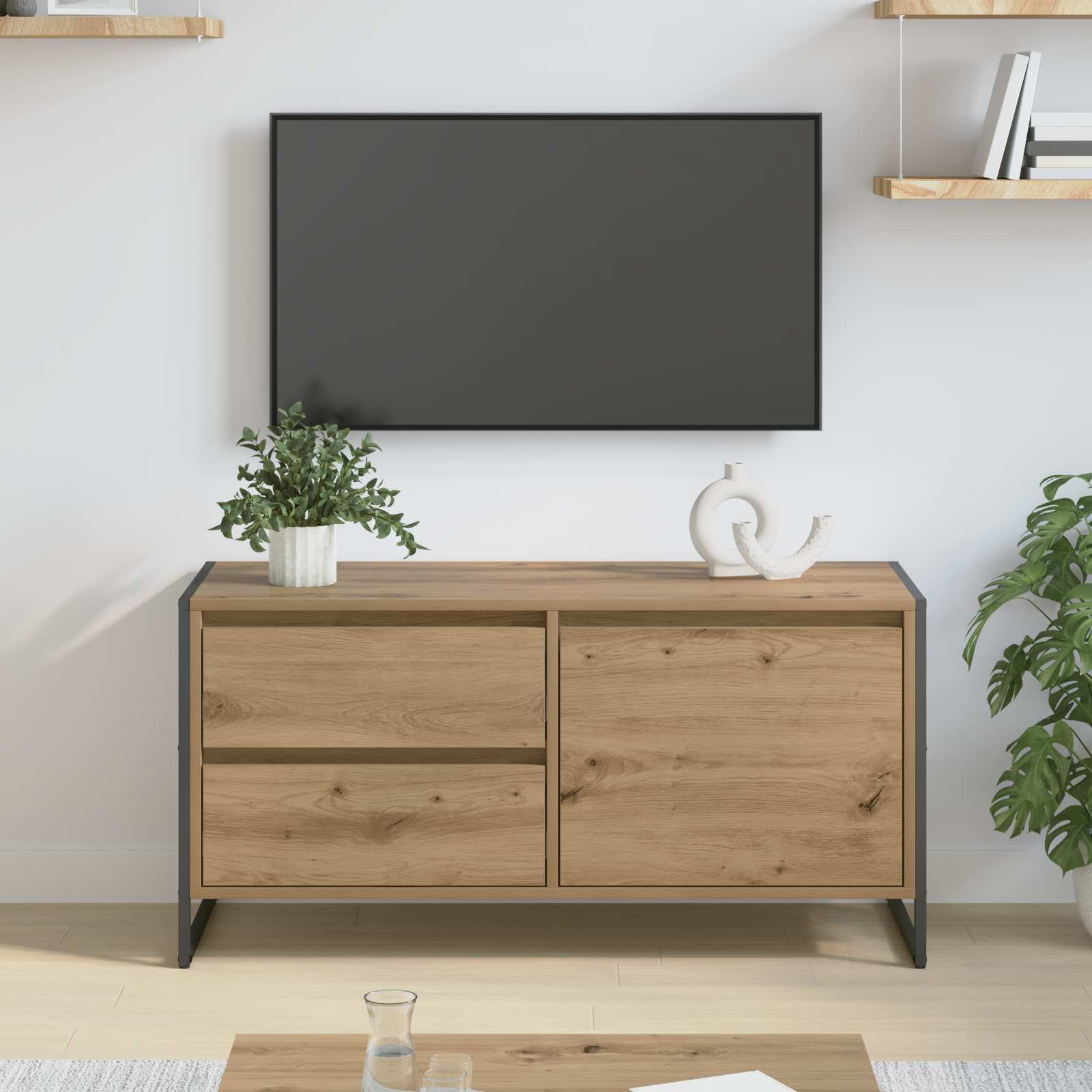 Meuble TV Chêne artisan 100 x 36 x 49.5 cm Bois d'ingénierie - XIOS