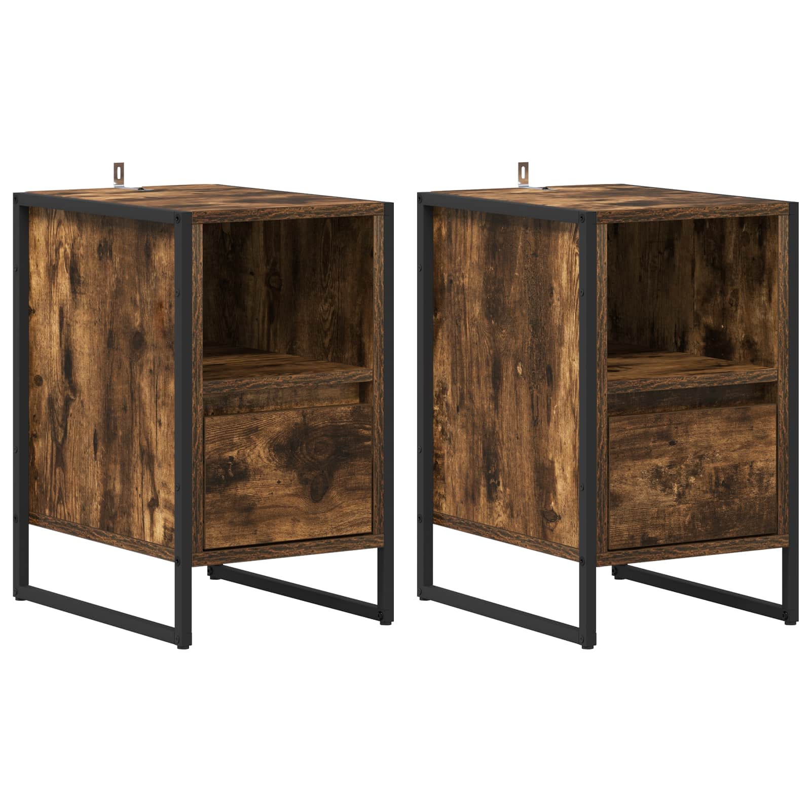 Table de chevet avec tiroir 2 pcs Chêne Fumé 39,5 x 30 x 50 cm - XIOS