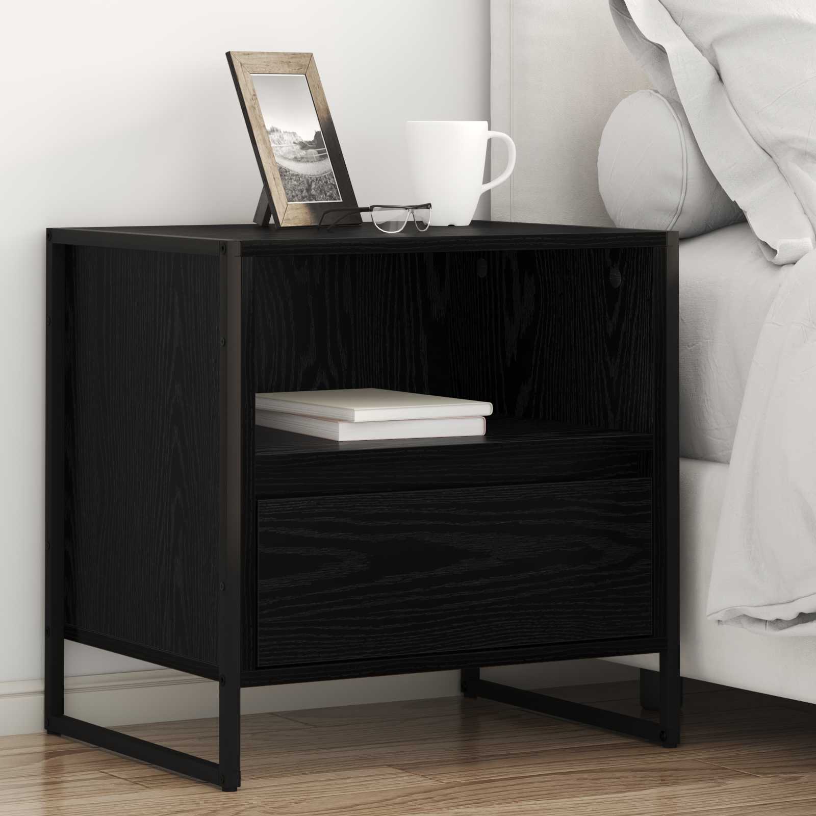 Table de chevet avec tiroir 2 pcs Chêne noir 50 x 39,5 x 50 cm - XIOS