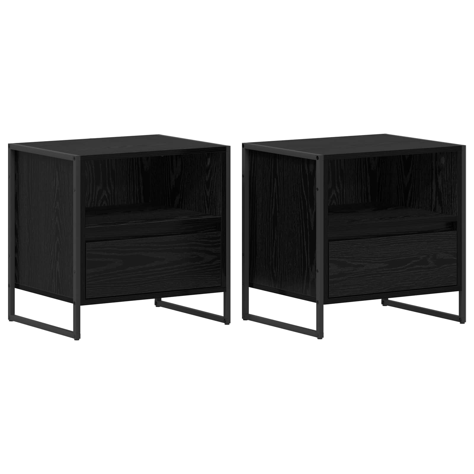 Table de chevet avec tiroir 2 pcs Chêne noir 50 x 39,5 x 50 cm - XIOS