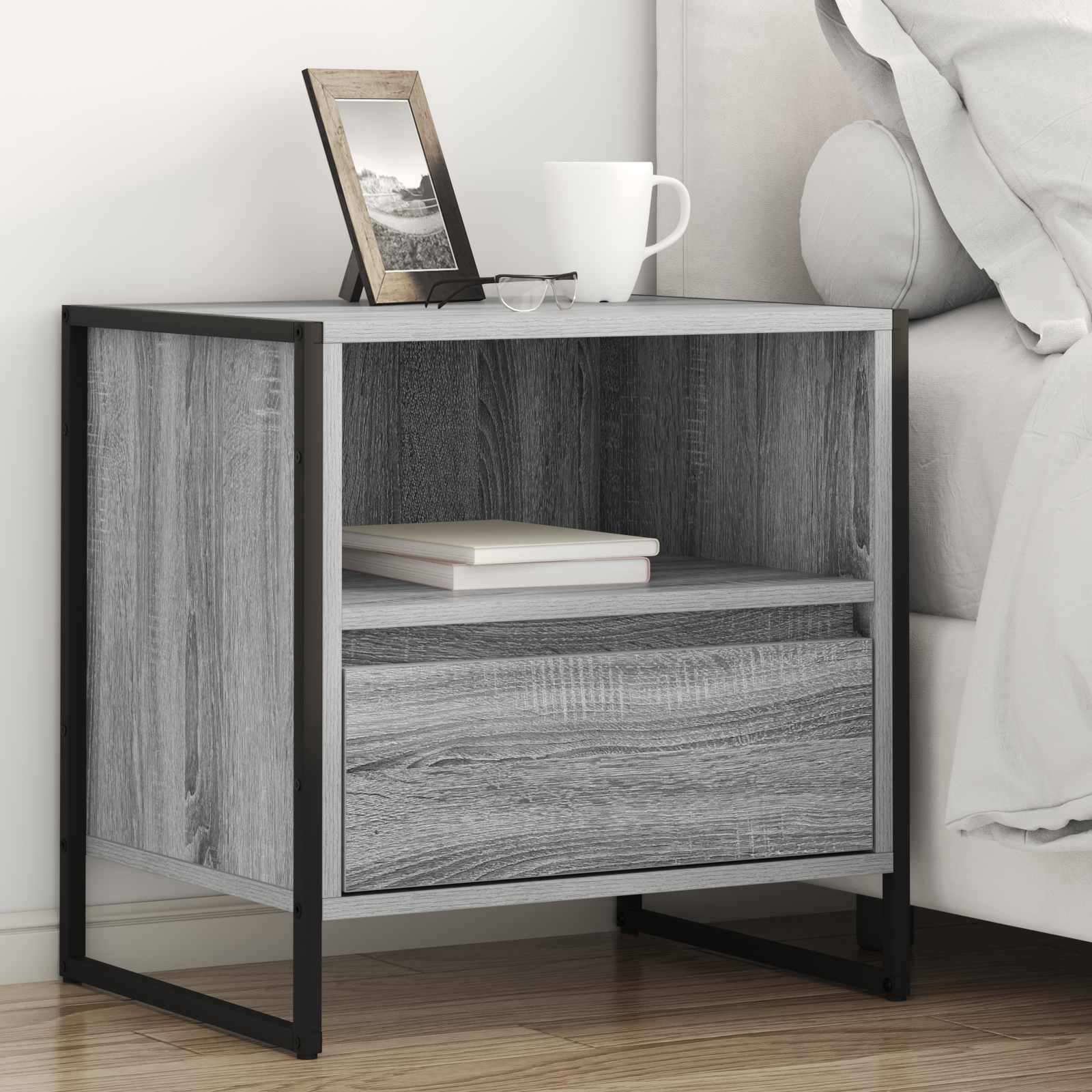 Table de chevet avec tiroir 2 pcs Gris Sonoma 50 x 39,5 x 50 cm - XIOS
