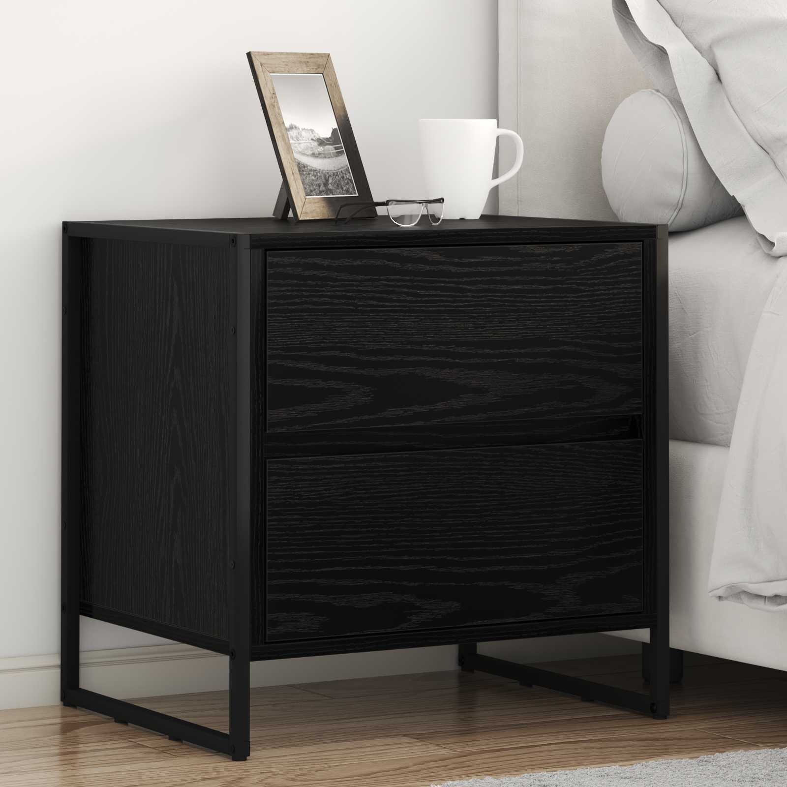 Table de chevet avec tiroir 2 pcs Chêne noir 50 x 39,5 x 50 cm - XIOS