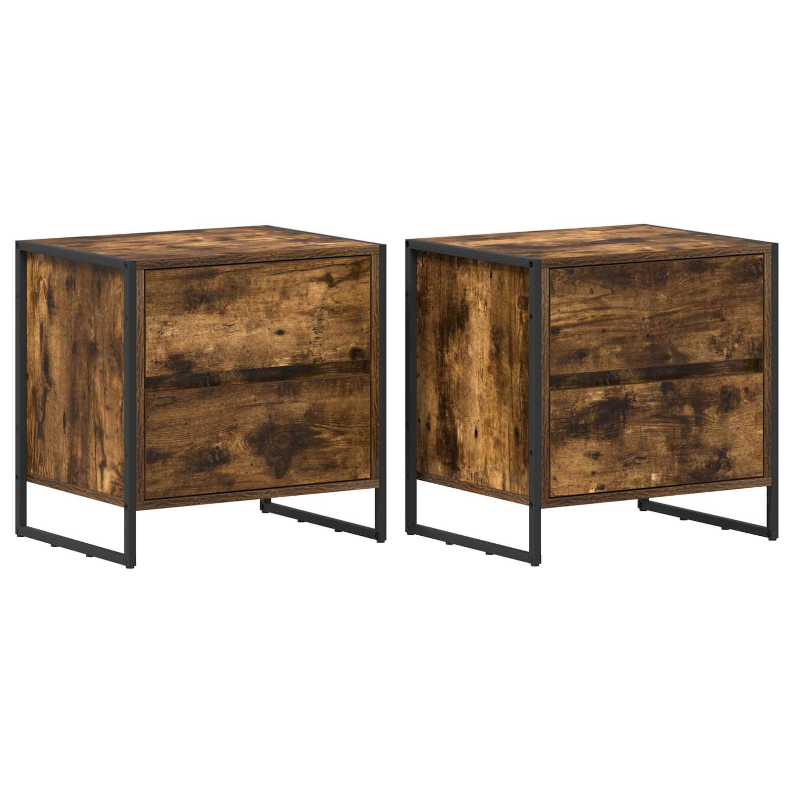 Table de chevet avec tiroir 2 pcs Chêne Fumé 50 x 39,5 x 50 cm - XIOS