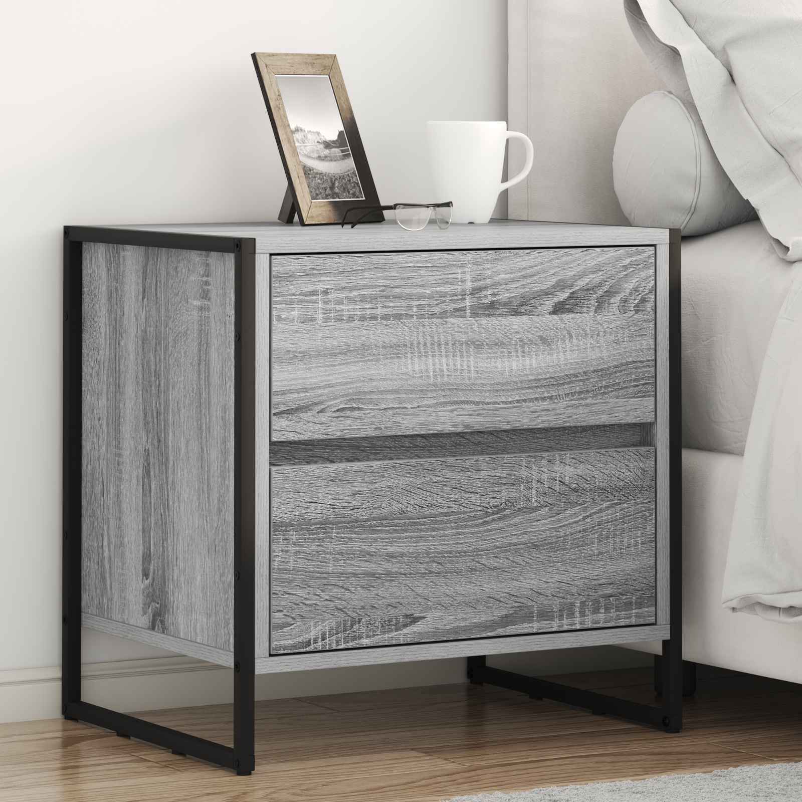 Table de chevet Gris Sonoma 50 x 39,5 x 50 cm Bois d'ingénierie - XIOS