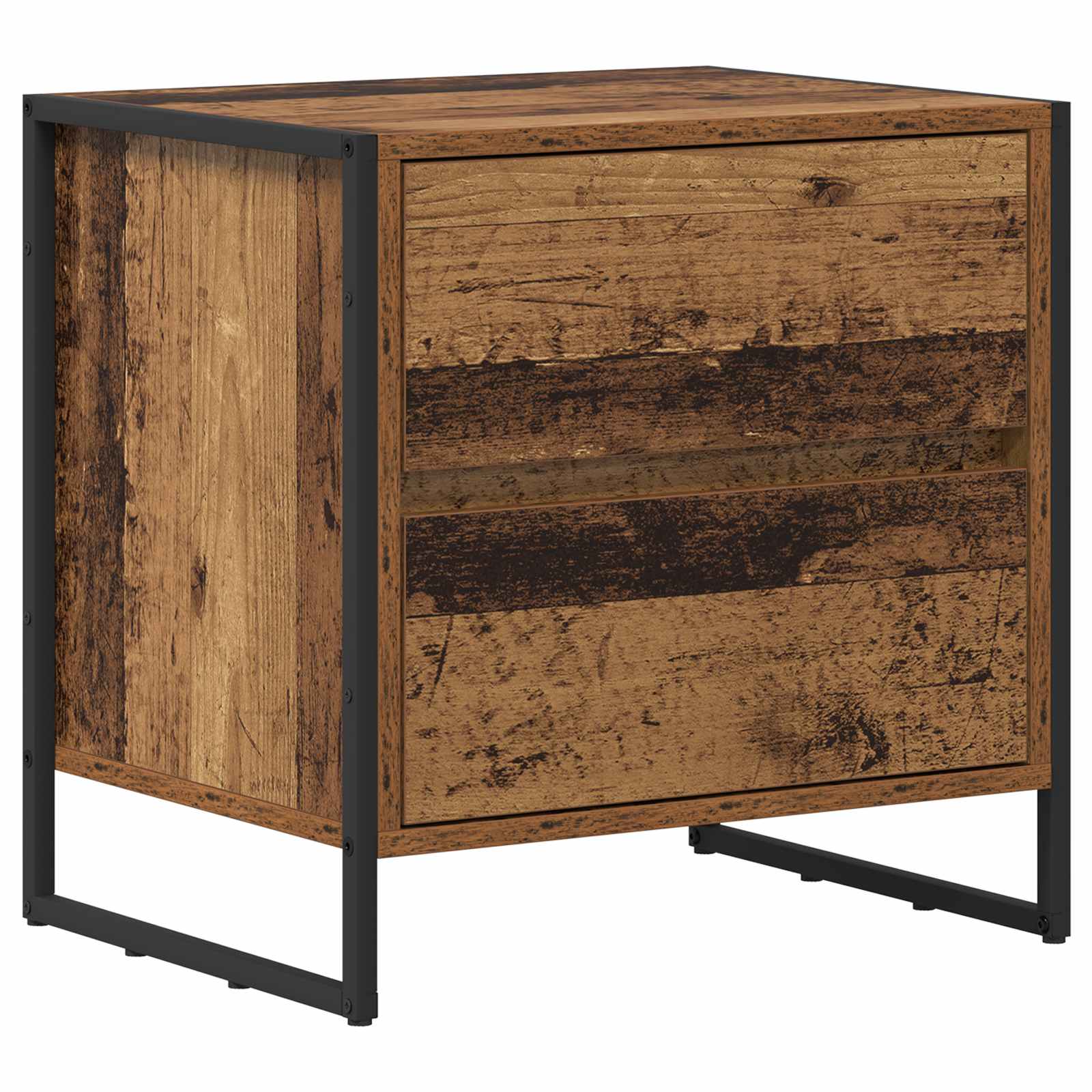 Table de chevet avec tiroir 2 pcs Bois Ancien 50 x 39,5 x 50 cm - XIOS