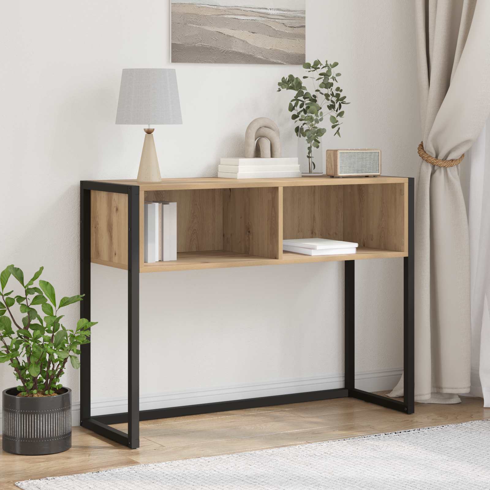 Table d'appoint avec stockage Chêne artisan 100 x 36 x 75 cm