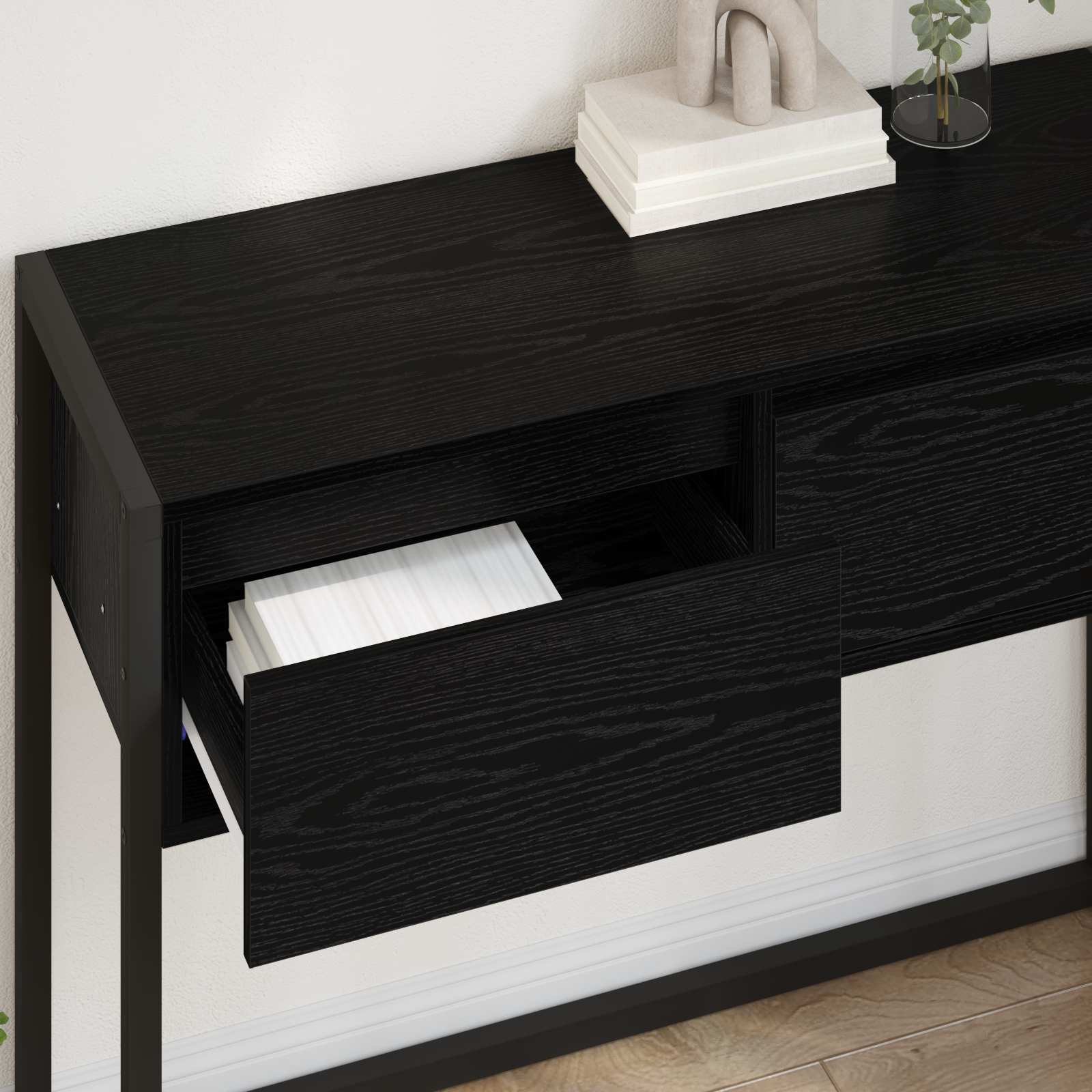Table d'appoint Chêne noir 100 x 36 x 75 cm Bois d'ingénierie - XIOS