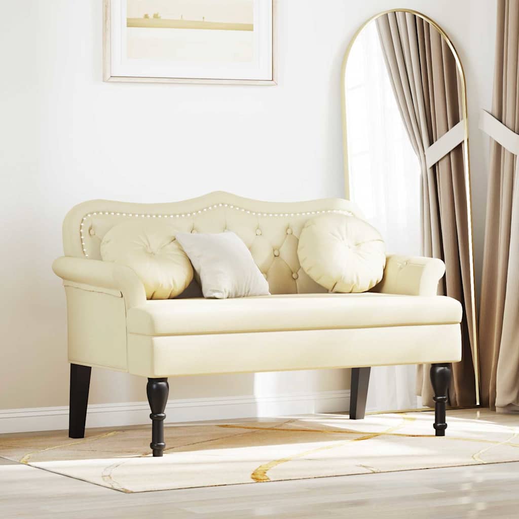 Banc Chesterfield Crème 120,5 x 65 x 75 cm Simili cuir - XIOS