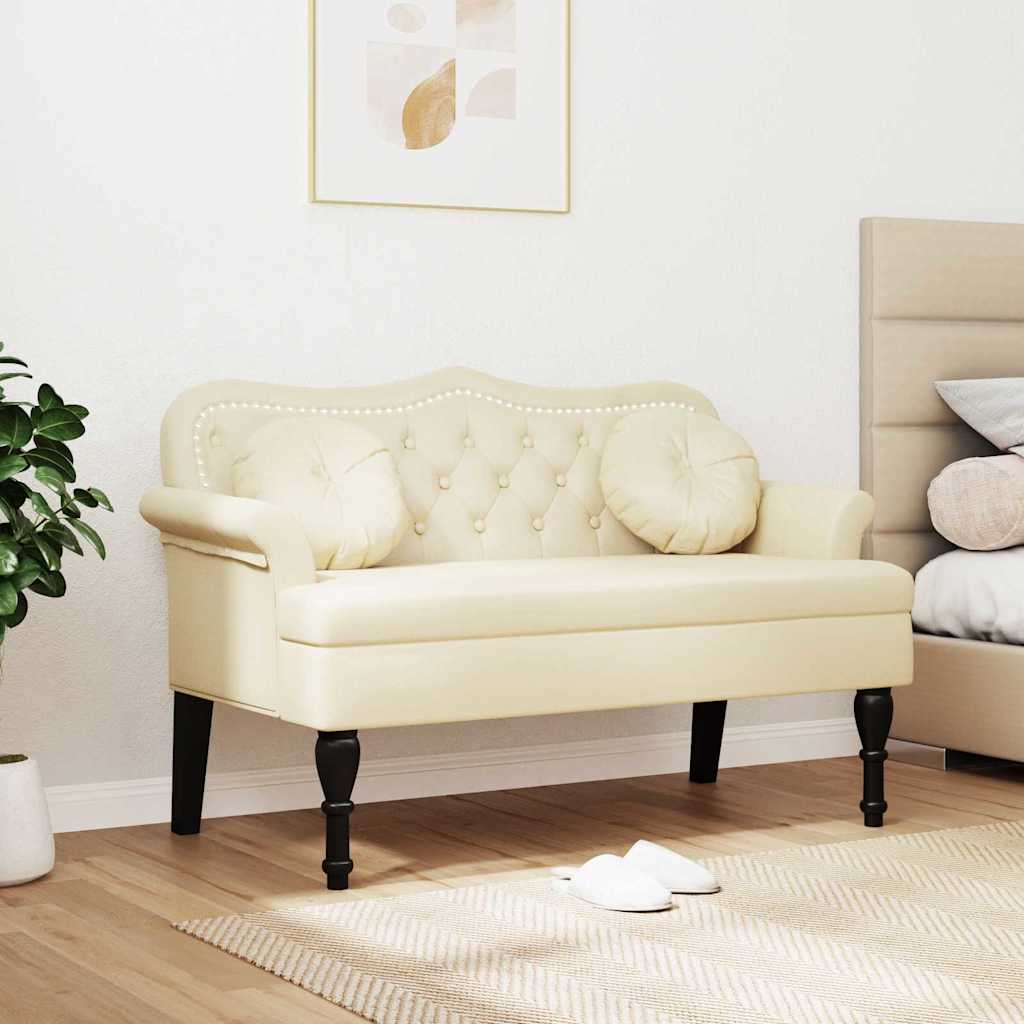 Banc Chesterfield Crème 120,5 x 65 x 75 cm Simili cuir - XIOS