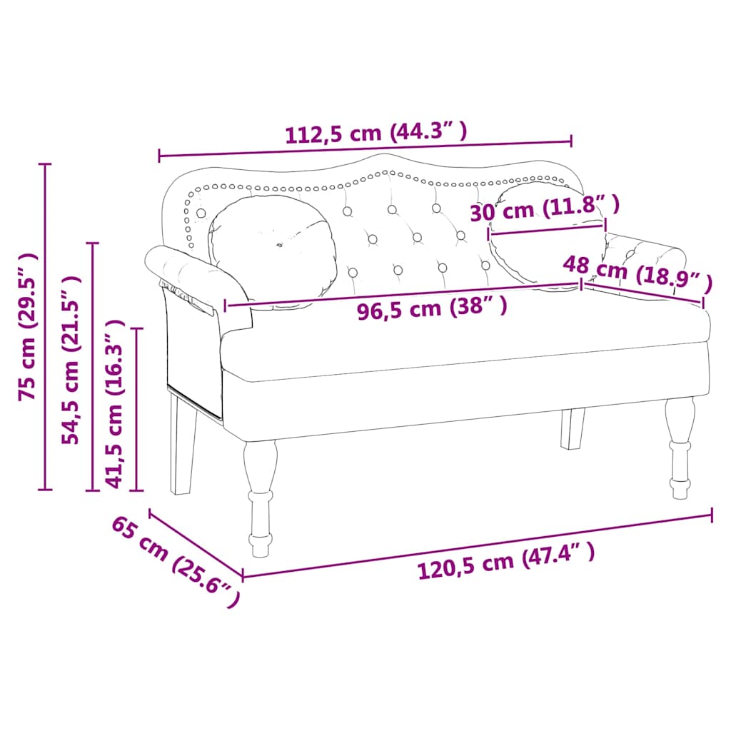 Banc Chesterfield Crème 120,5 x 65 x 75 cm Simili cuir - XIOS