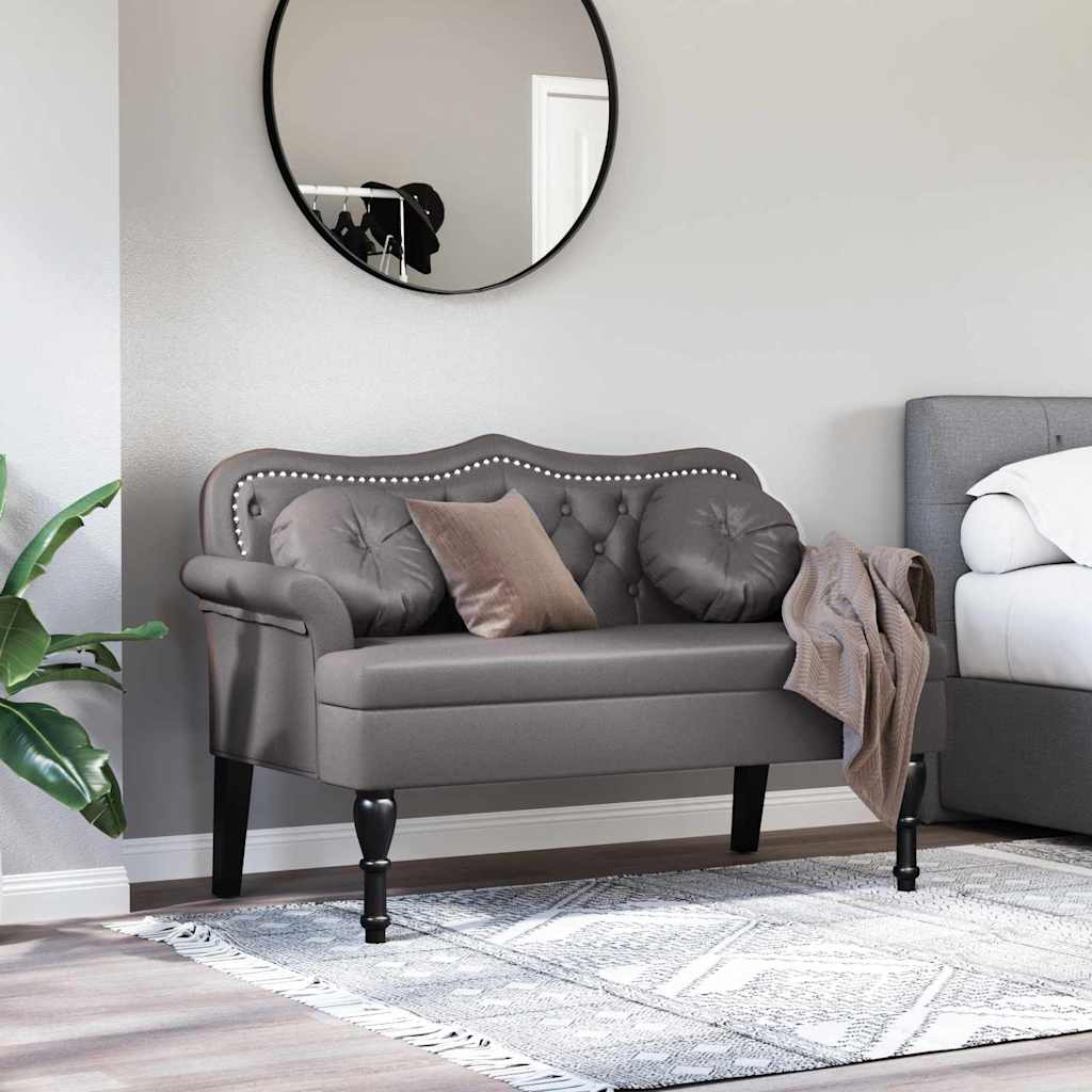 Banc Chesterfield Gris 120,5 x 65 x 75 cm Simili cuir - XIOS