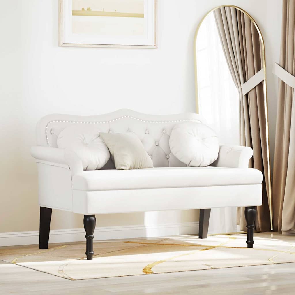 Banc Chesterfield Blanc 120,5 x 65 x 75 cm Simili cuir - XIOS
