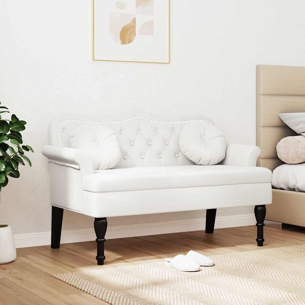 Banc Chesterfield Blanc 120,5 x 65 x 75 cm Simili cuir - XIOS