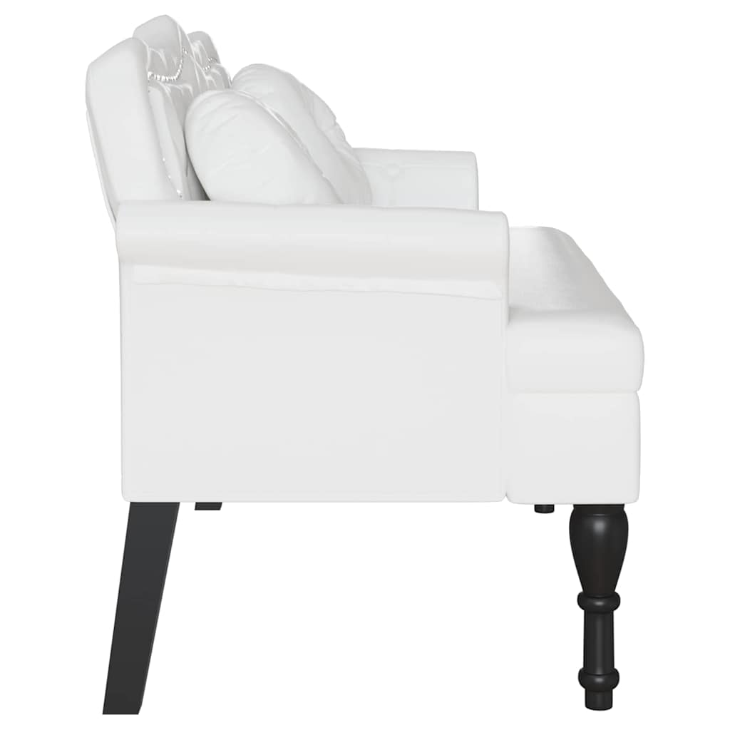 Banc Chesterfield Blanc 120,5 x 65 x 75 cm Simili cuir - XIOS