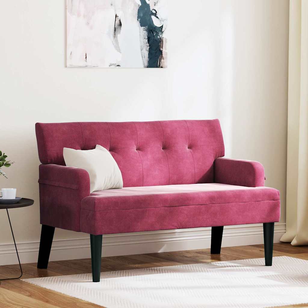 Banc Chesterfield Bordeaux 112 x 65,5 x 75 cm Velours - XIOS