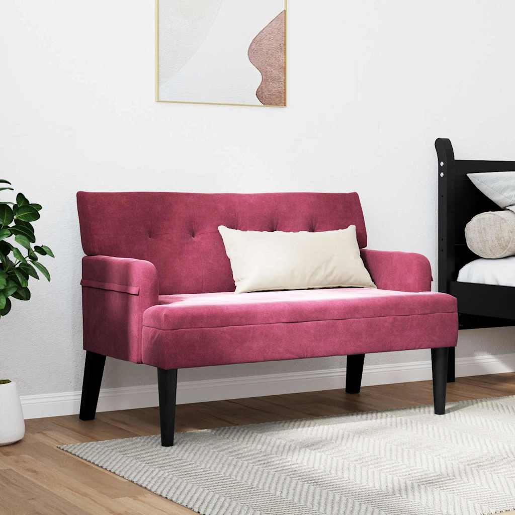 Banc Chesterfield Bordeaux 112 x 65,5 x 75 cm Velours - XIOS