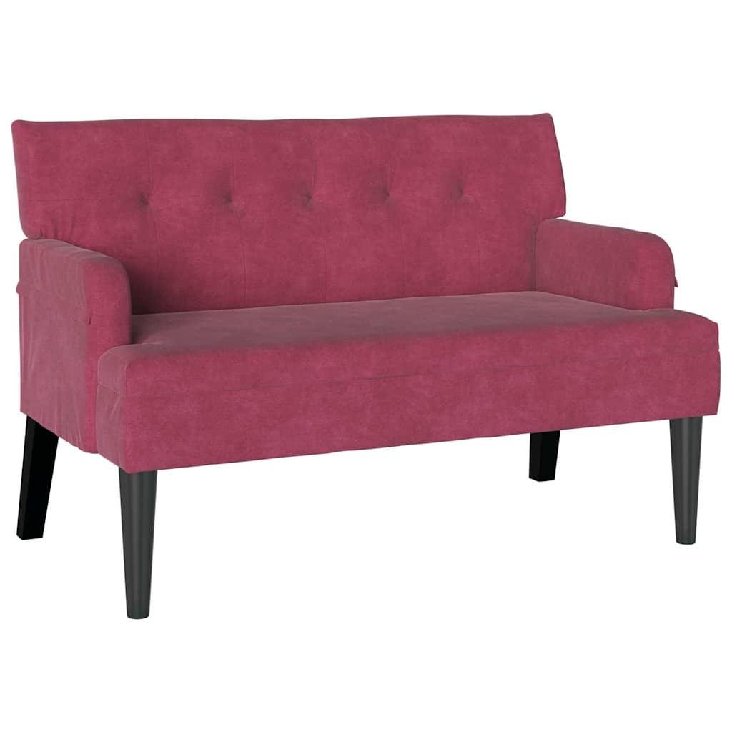 Banc Chesterfield Bordeaux 112 x 65,5 x 75 cm Velours - XIOS