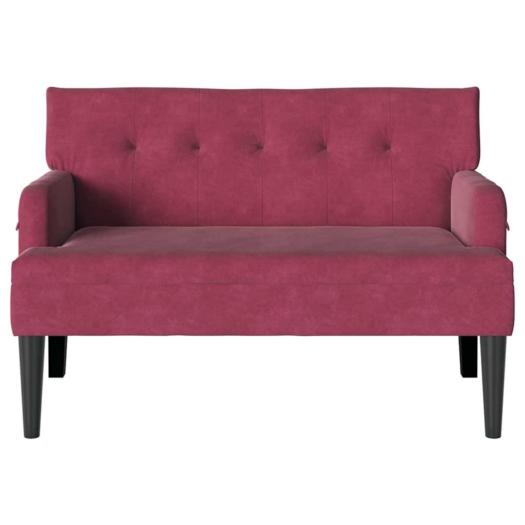Banc Chesterfield Bordeaux 112 x 65,5 x 75 cm Velours - XIOS