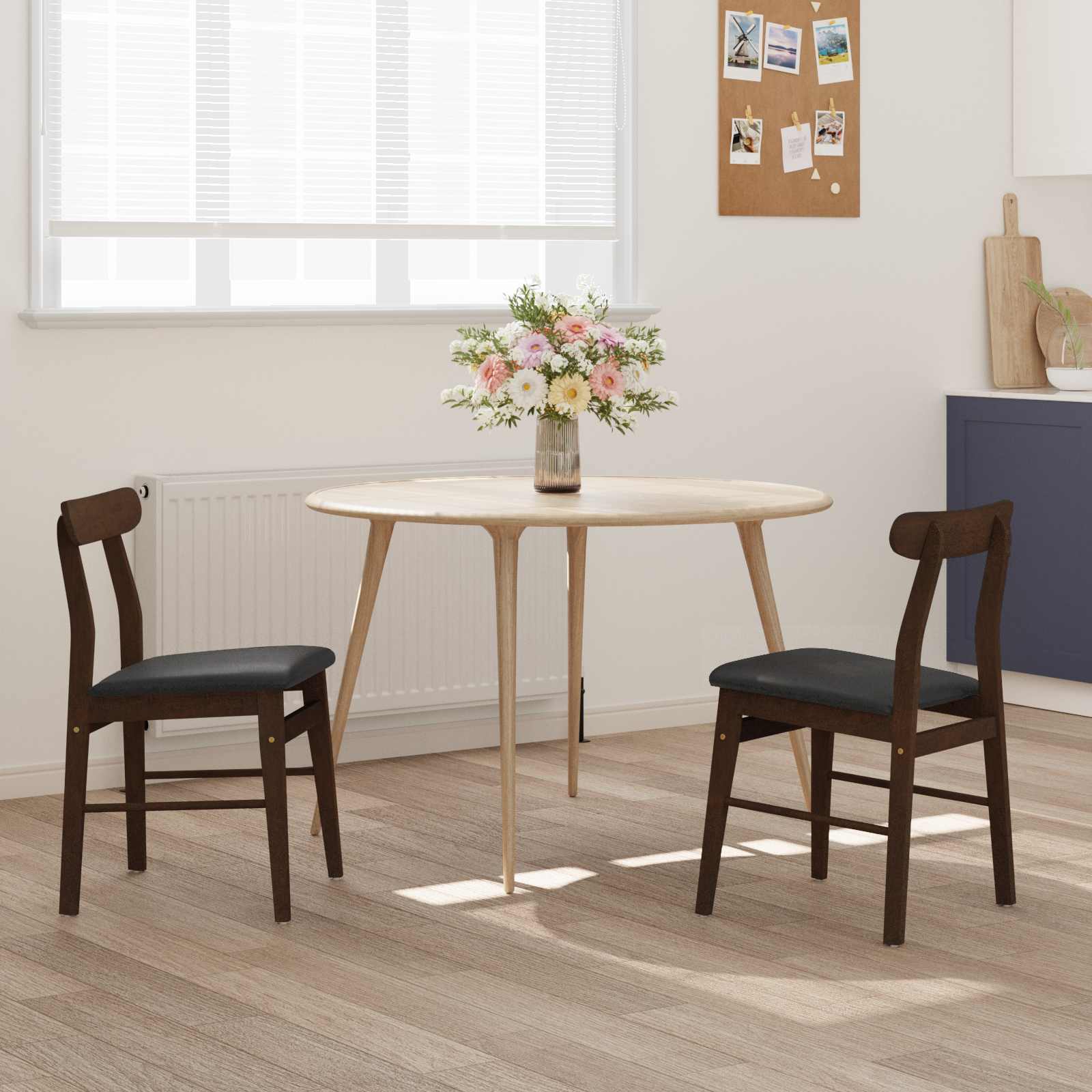 Chaise de salle à manger 2 pcs Marron foncé et Noir - XIOS