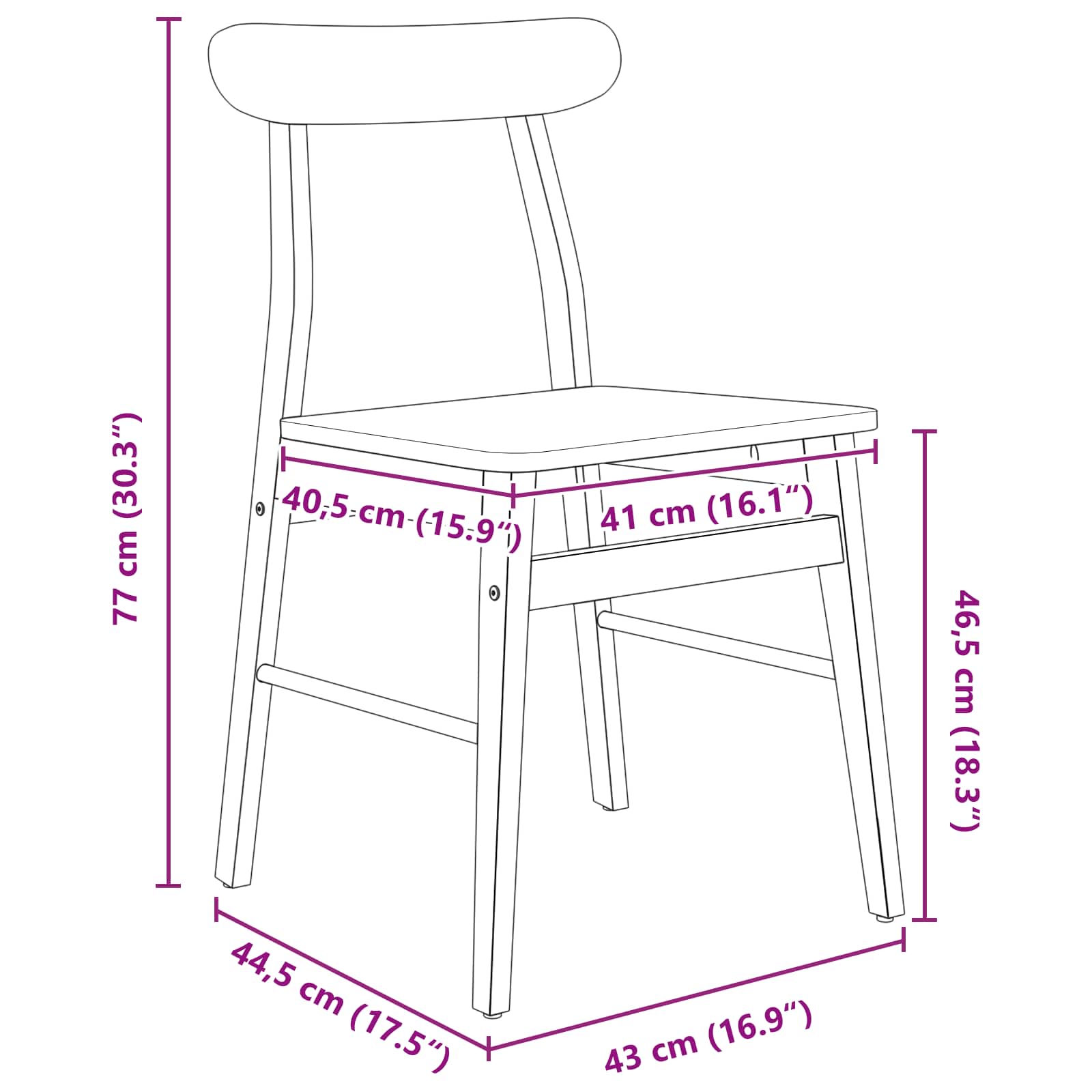Chaise de salle à manger 2 pcs Blanc 43 x 44,5 x 77 cm - XIOS
