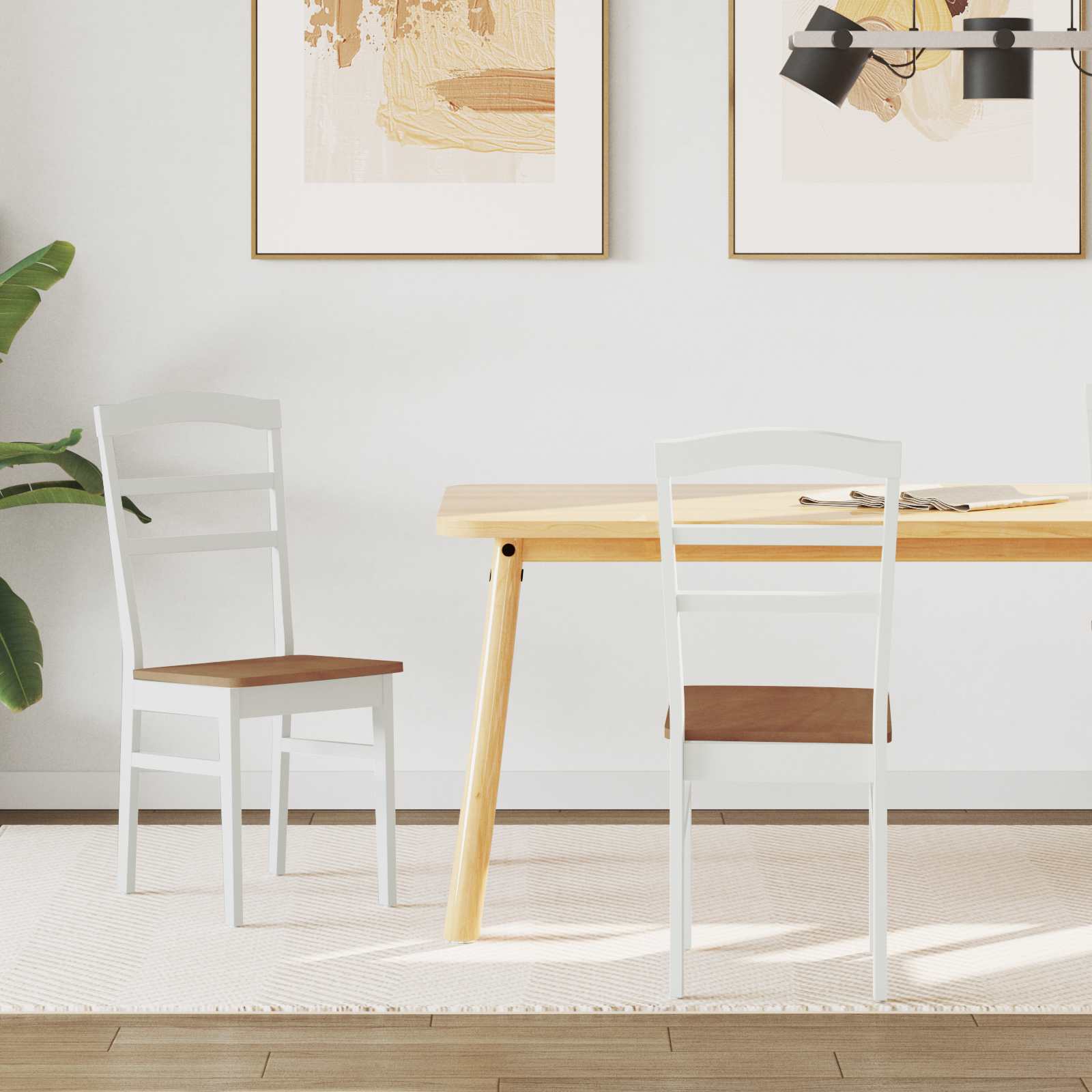 Chaise de salle à manger 2 pcs Blanc et Naturel - XIOS