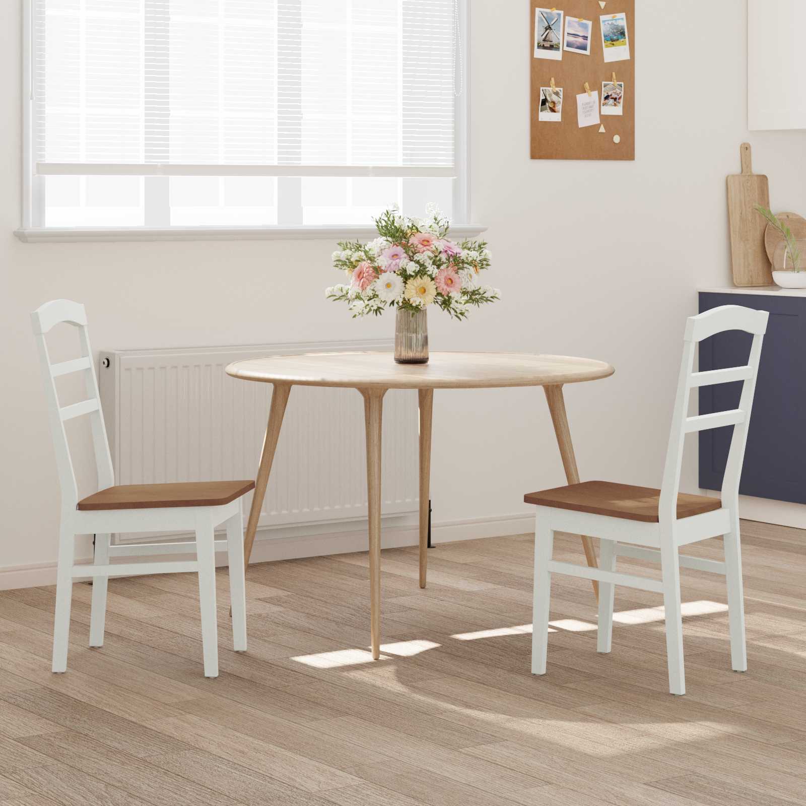 Chaise de salle à manger 2 pcs Blanc et Naturel - XIOS