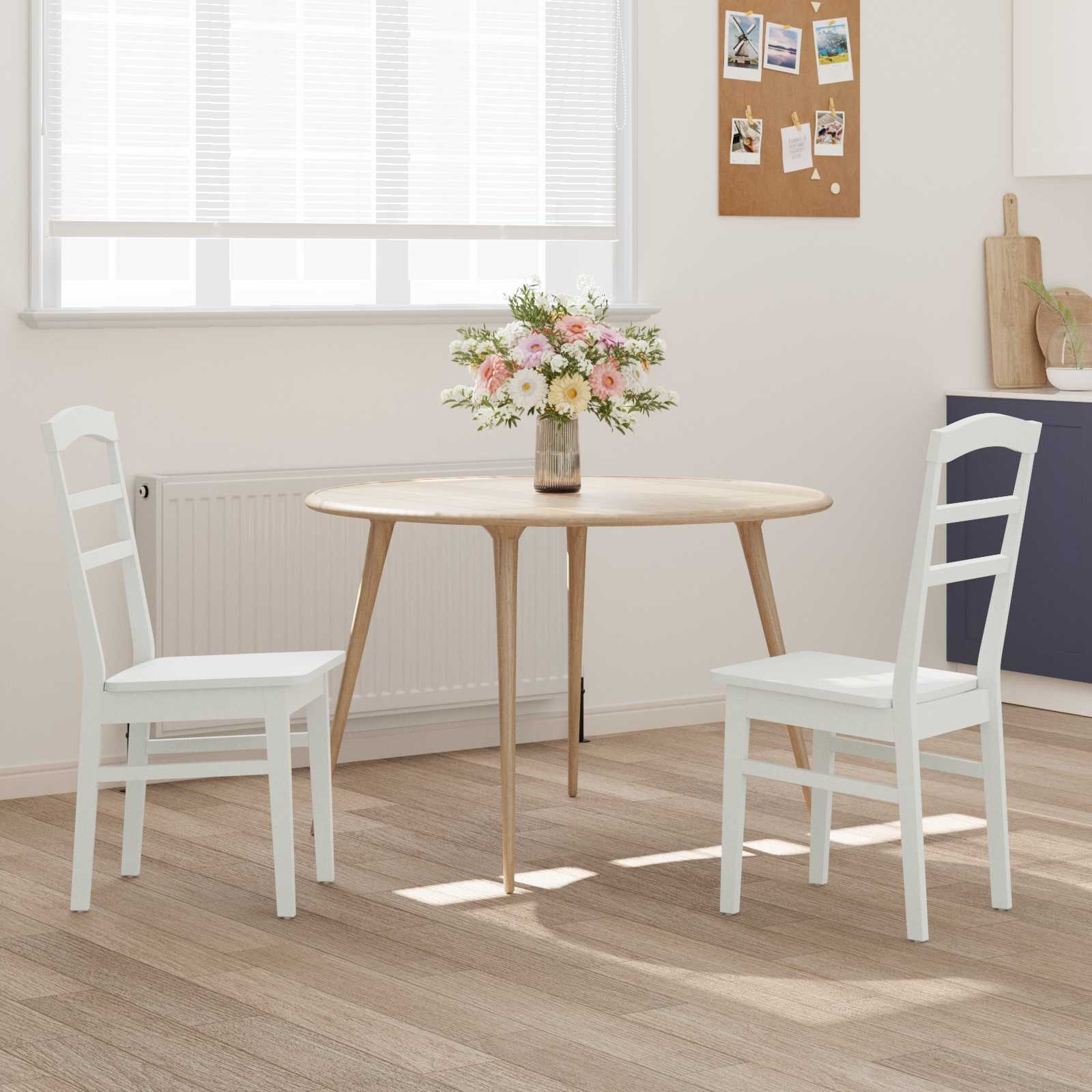 Chaise de salle à manger 2 pcs Blanc Bois de Caoutchouc Massif - XIOS