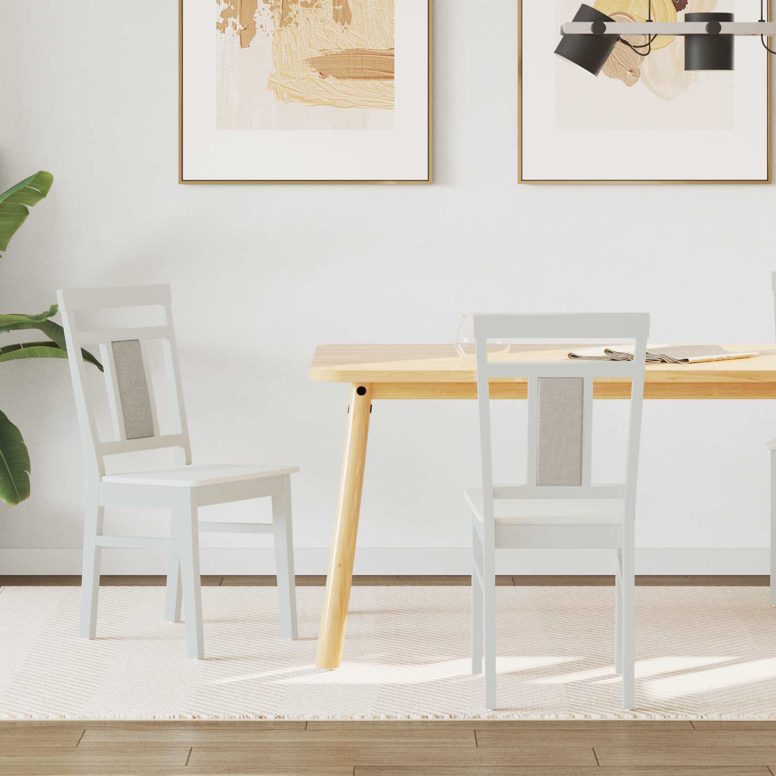 Chaise de salle à manger 2 pcs Blanc Bois de Caoutchouc Massif - XIOS
