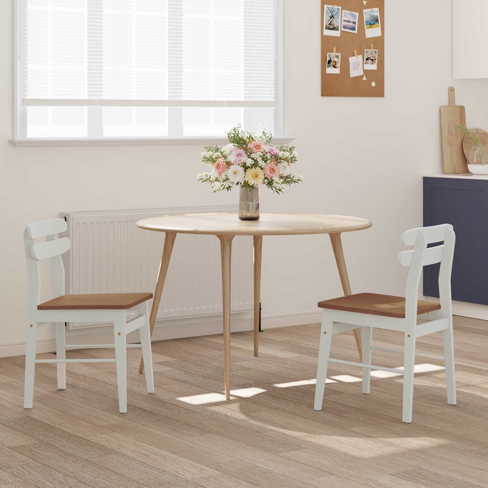 Chaise de salle à manger 2 pcs Blanc et Naturel - XIOS