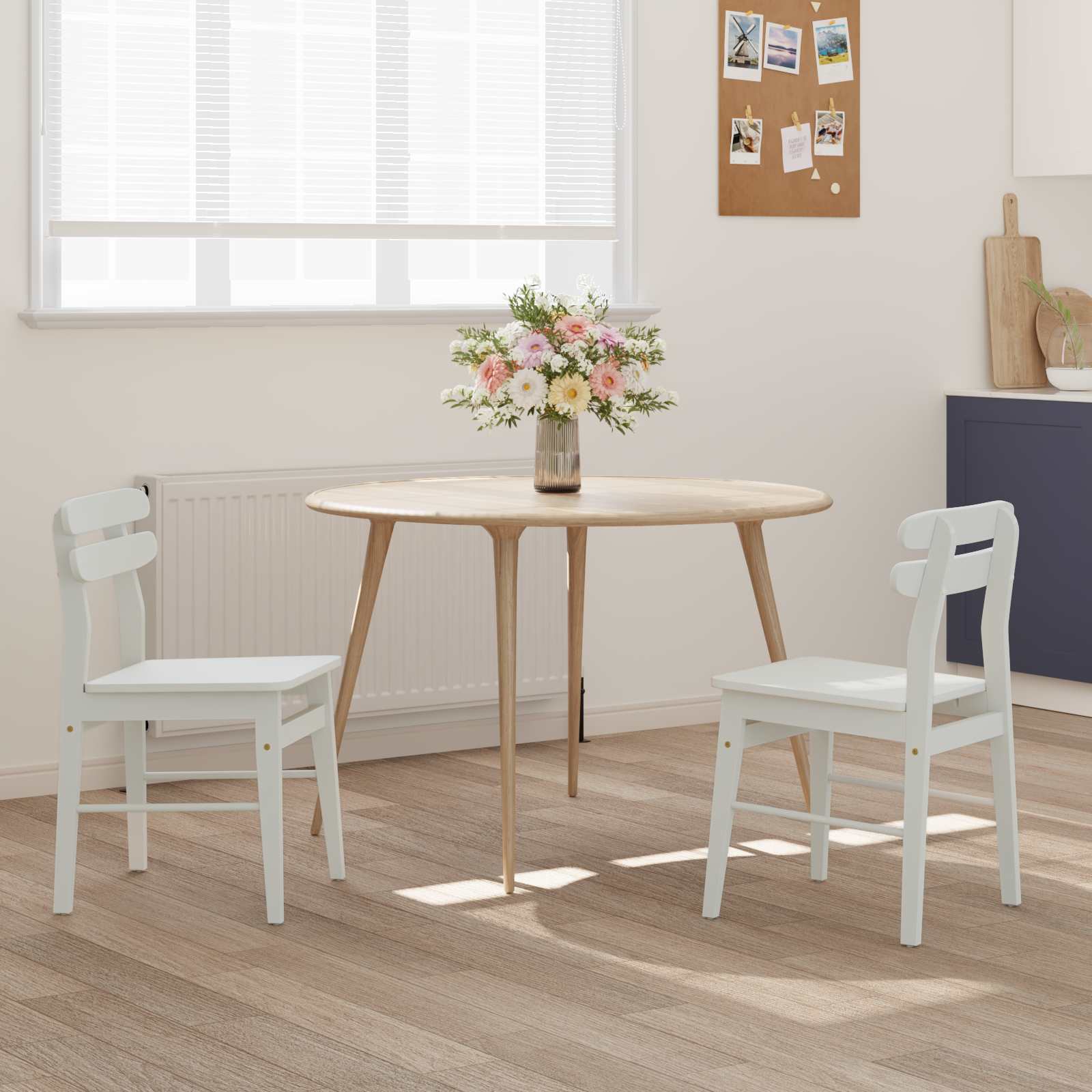 Chaise de salle à manger 2 pcs Blanc Bois de Caoutchouc Massif - XIOS