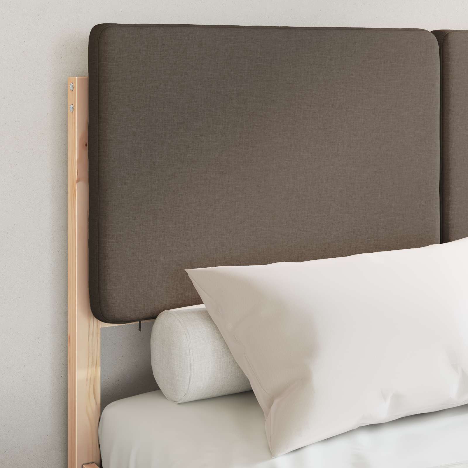 Cadre de lit avec tête de lit rembourrée Taupe 120 x 190 cm - XIOS