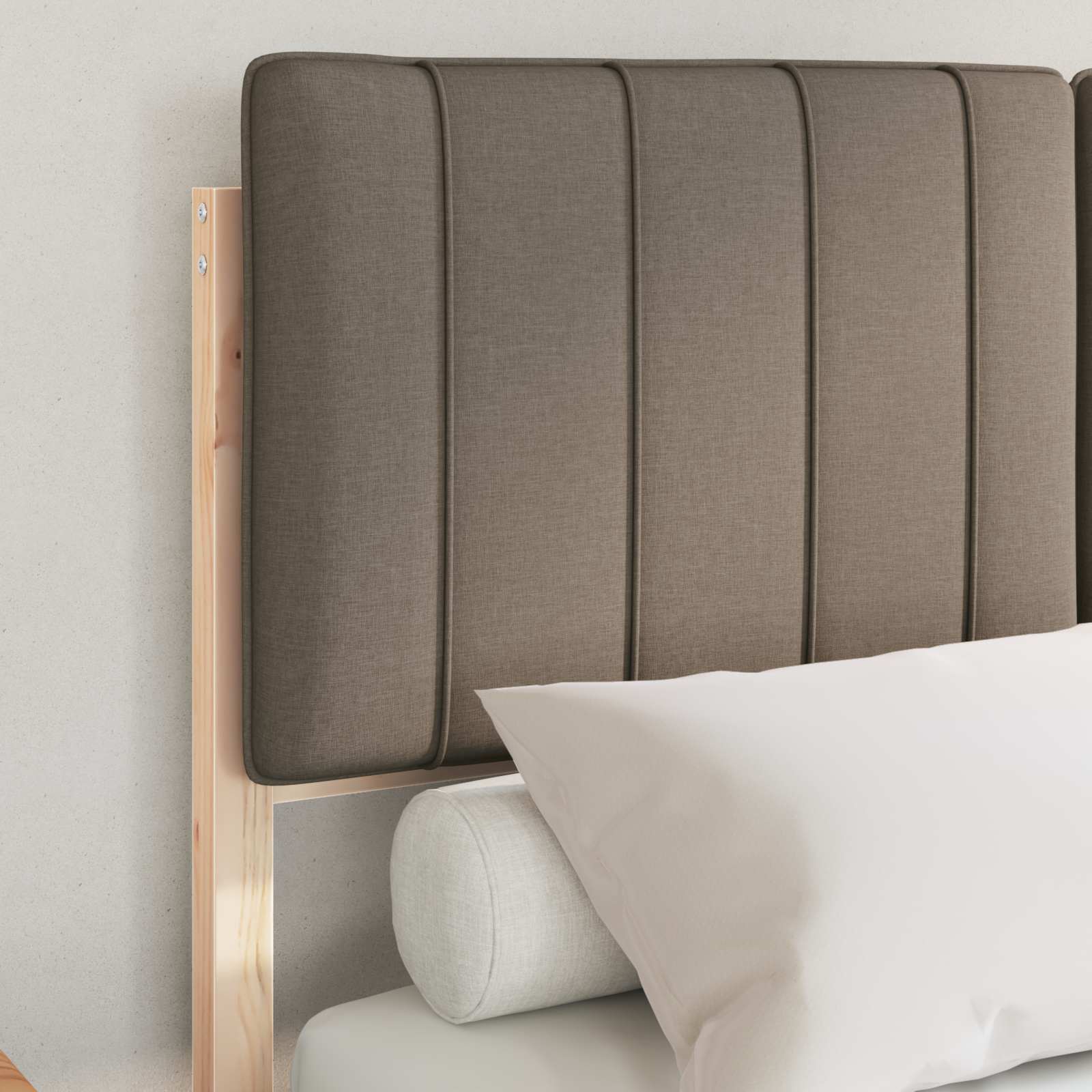 Cadre de lit avec tête de lit rembourrée Taupe 120 x 190 cm - XIOS