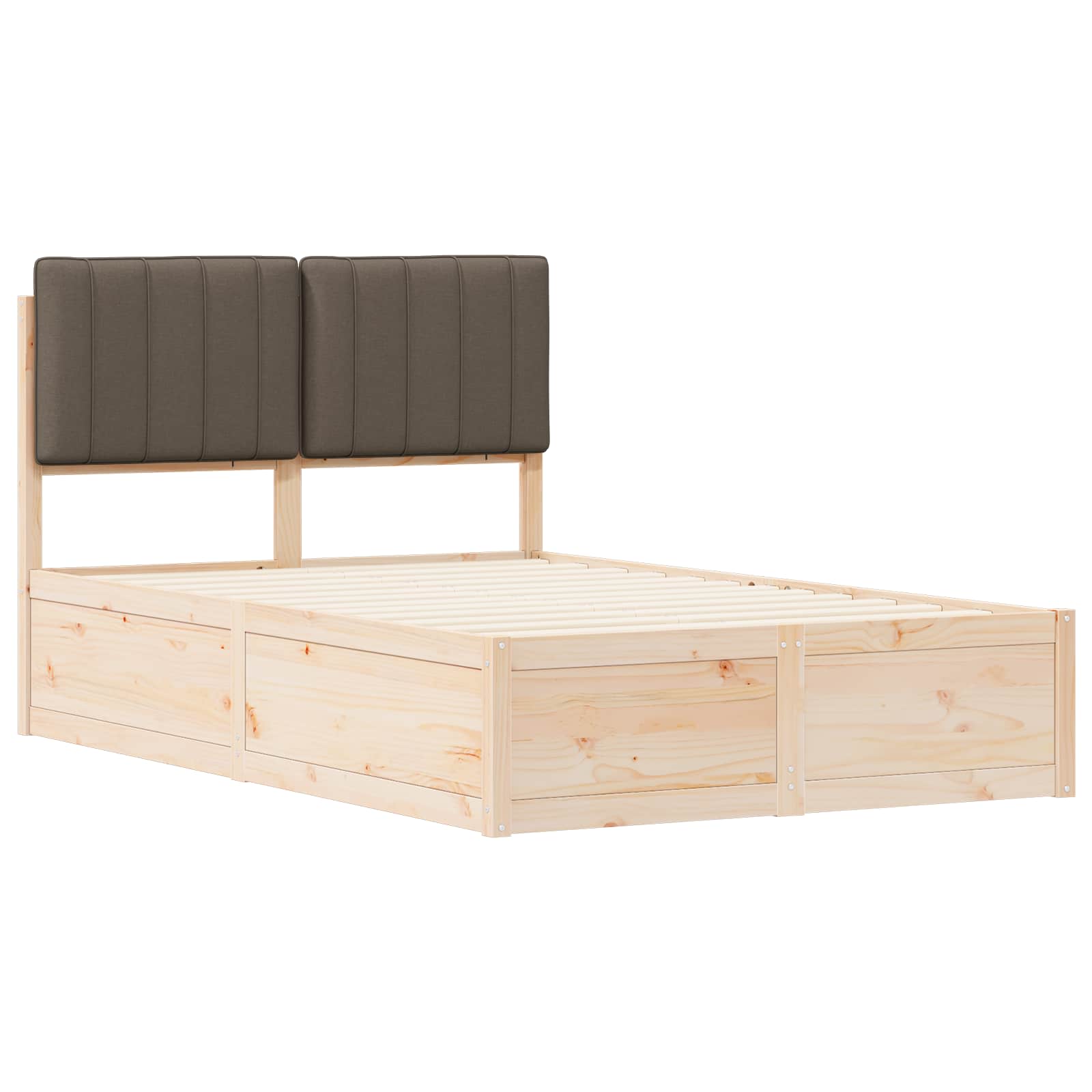 Cadre de lit avec tête de lit rembourrée Taupe 120 x 190 cm - XIOS