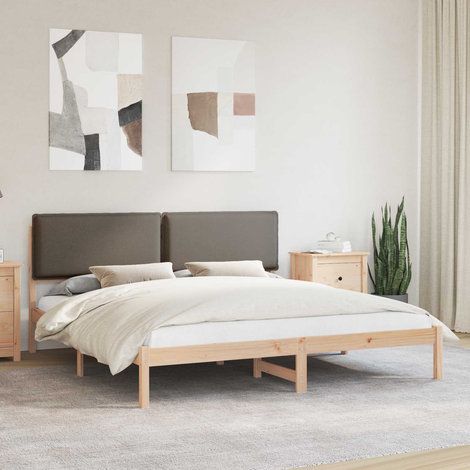 Cadre de lit avec tête de lit rembourrée Taupe 200 x 200 cm - XIOS