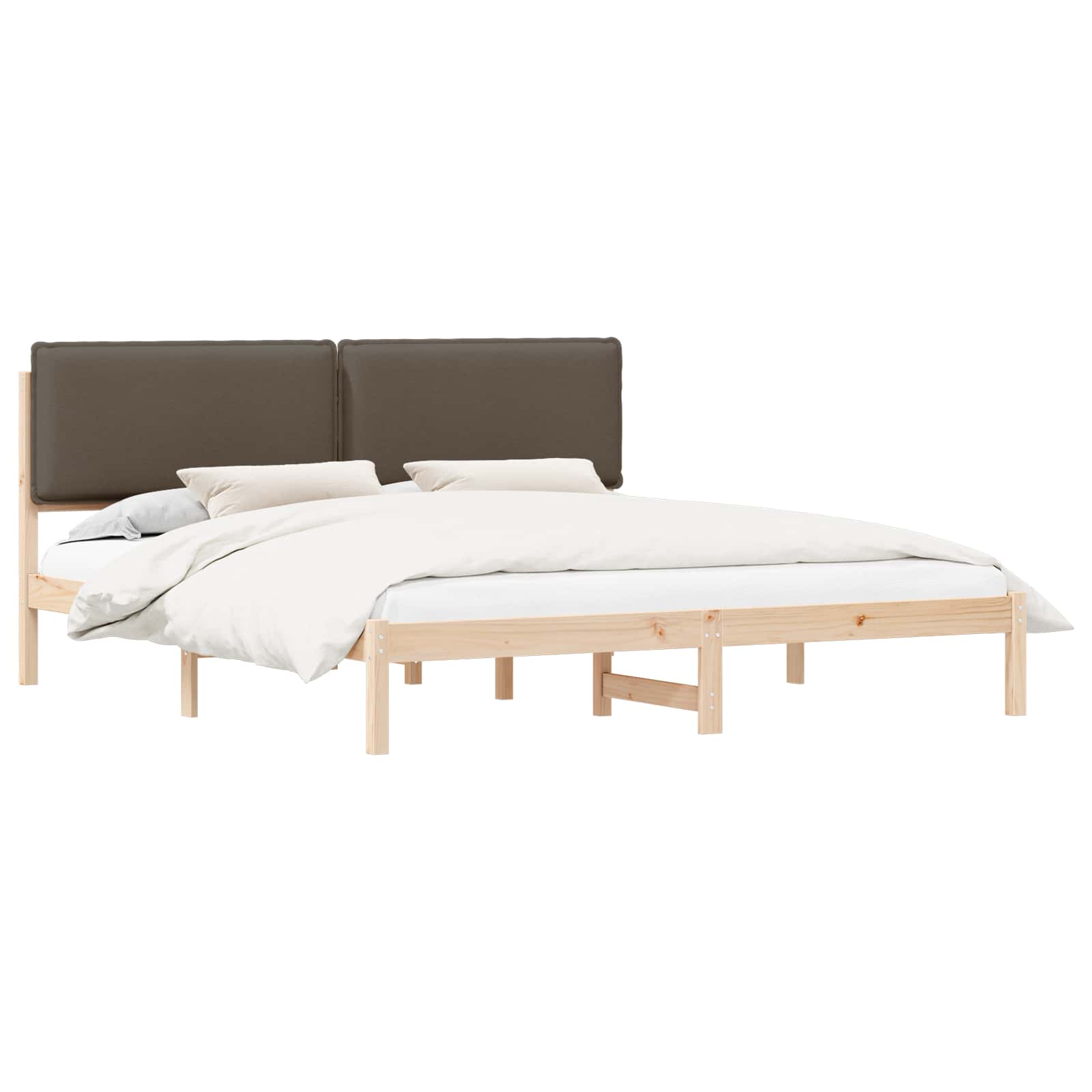 Cadre de lit avec tête de lit rembourrée Taupe 200 x 200 cm - XIOS