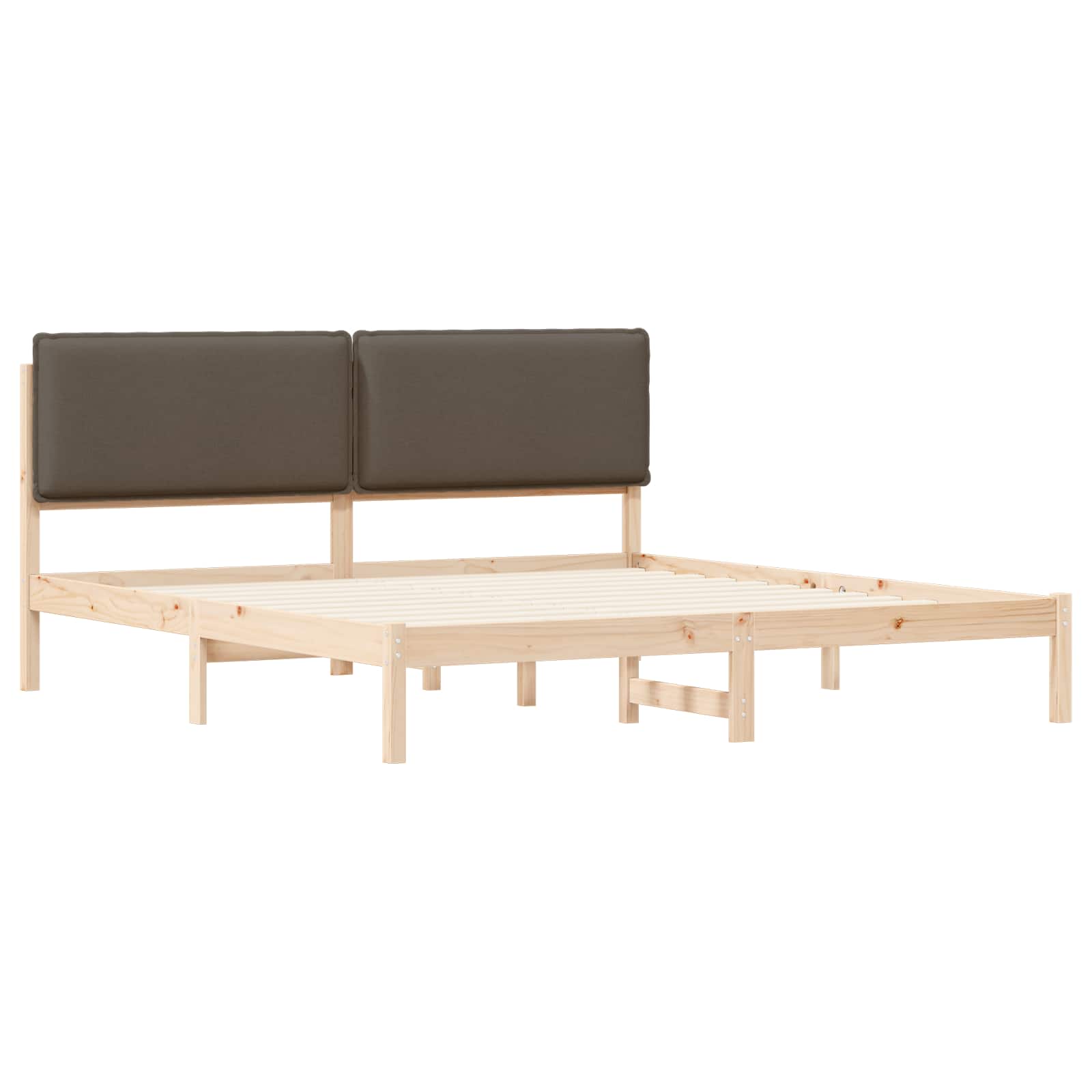 Cadre de lit avec tête de lit rembourrée Taupe 200 x 200 cm - XIOS