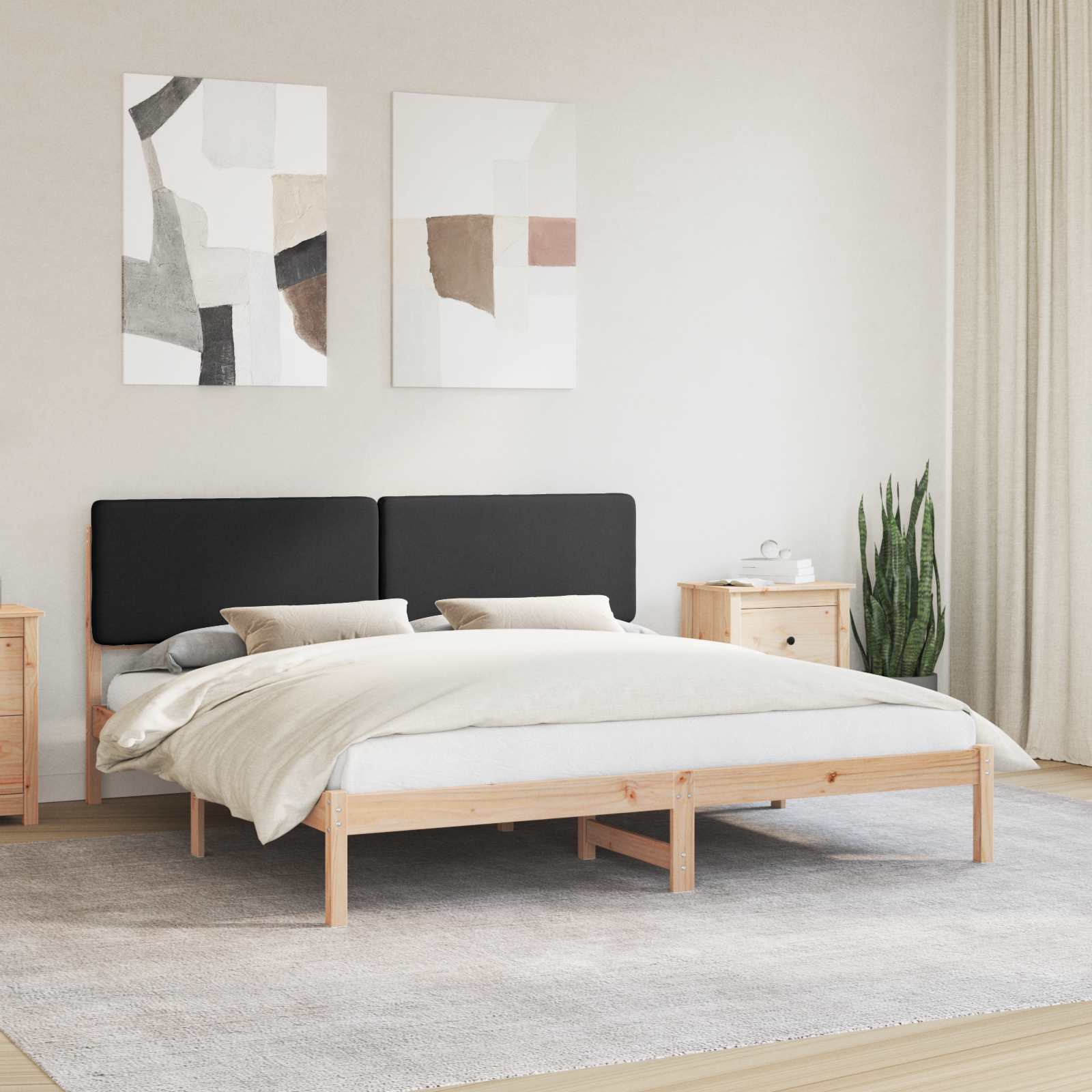 Cadre de lit avec tête de lit rembourrée Noir 200 x 200 cm - XIOS