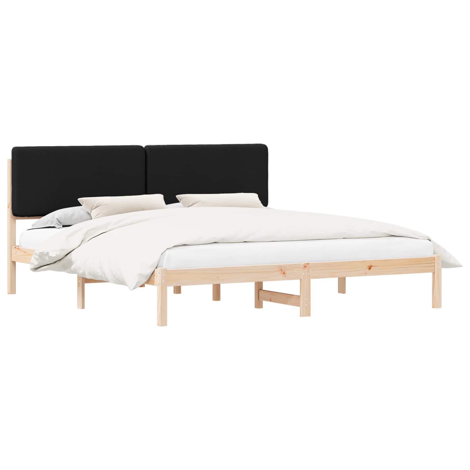 Cadre de lit avec tête de lit rembourrée Noir 200 x 200 cm - XIOS