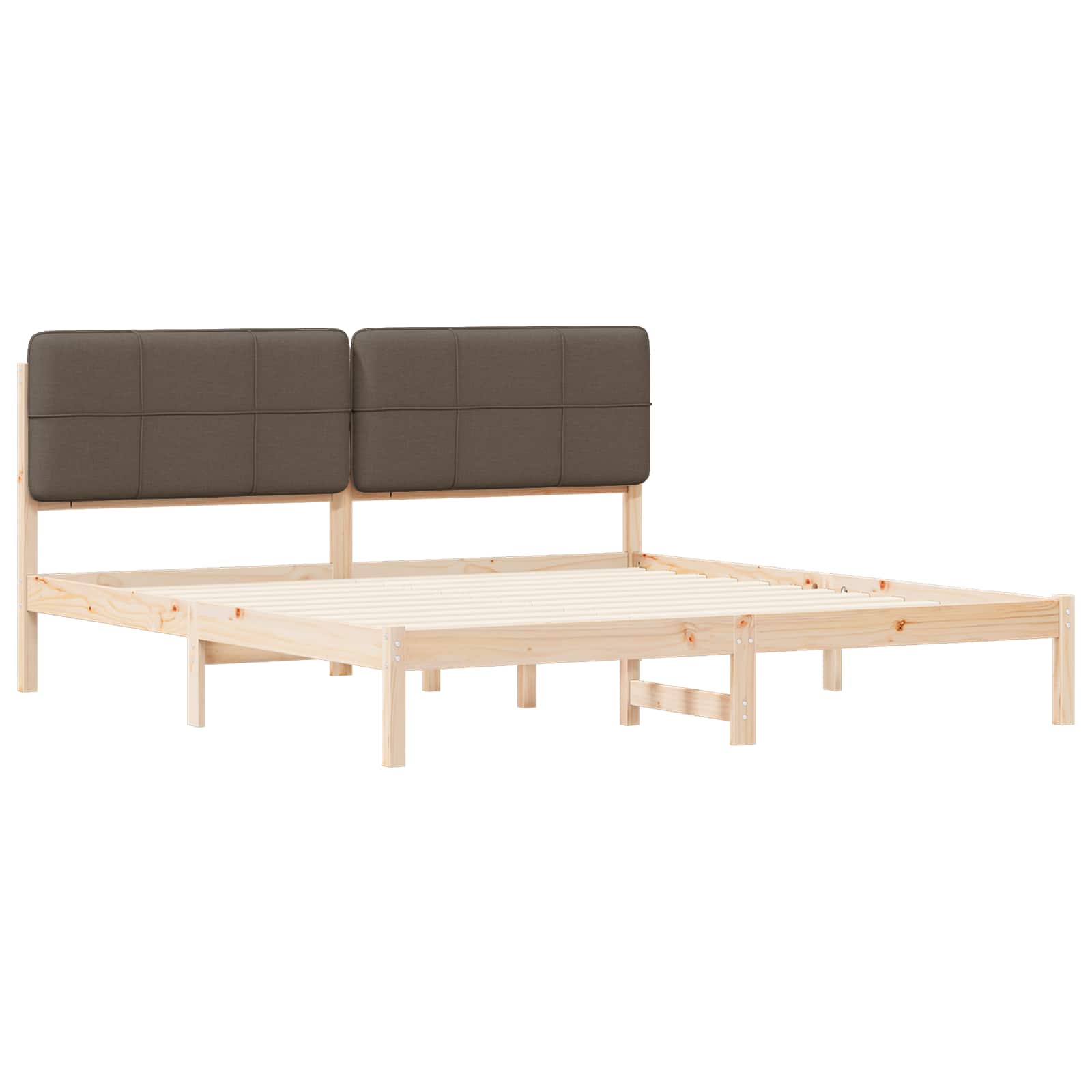Cadre de lit avec tête de lit rembourrée Taupe 200 x 200 cm - XIOS