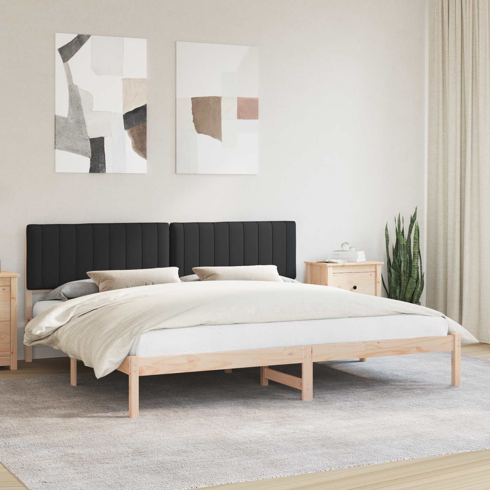 Cadre de lit avec tête de lit rembourrée Noir 200 x 200 cm - XIOS