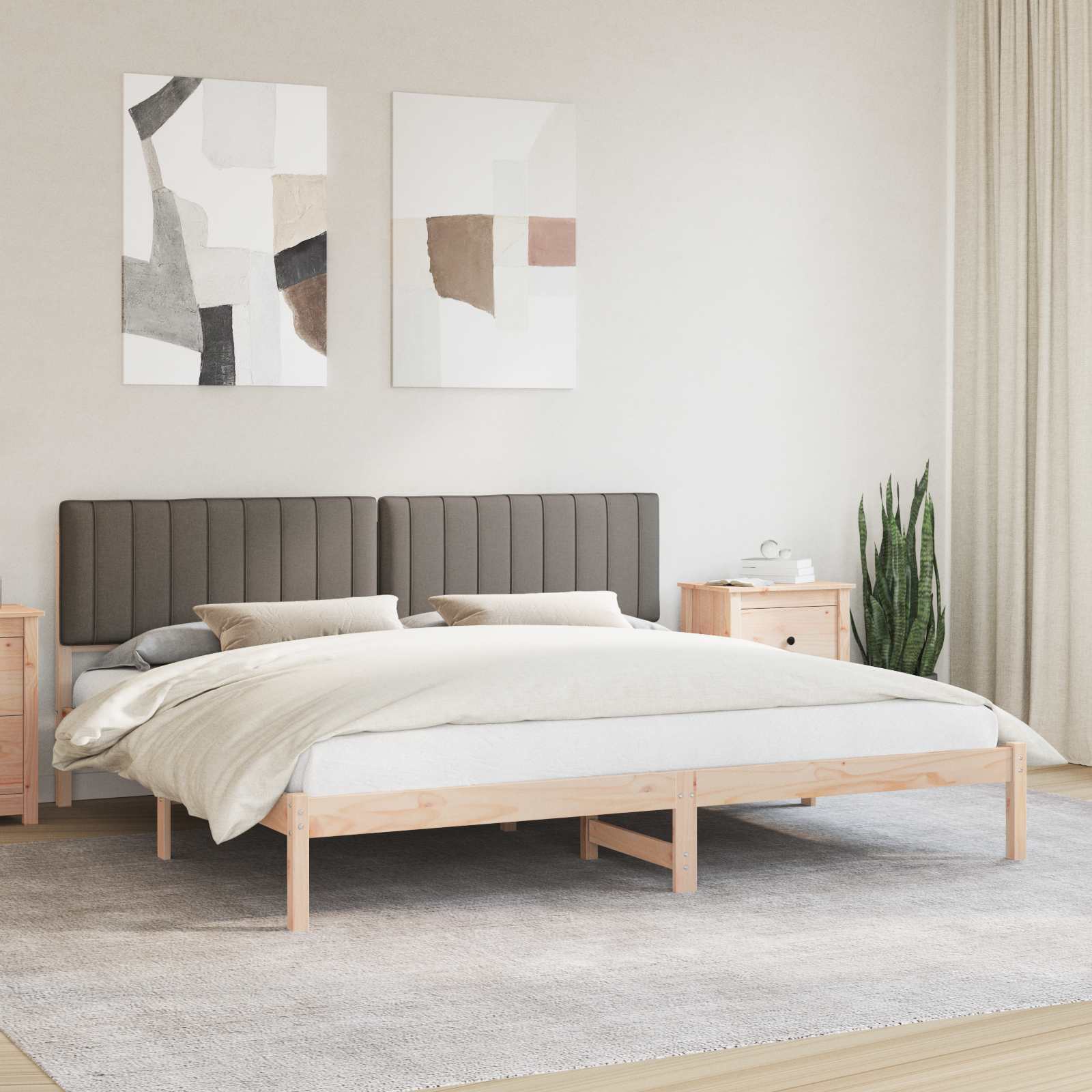 Cadre de lit avec tête de lit rembourrée Taupe 200 x 200 cm - XIOS